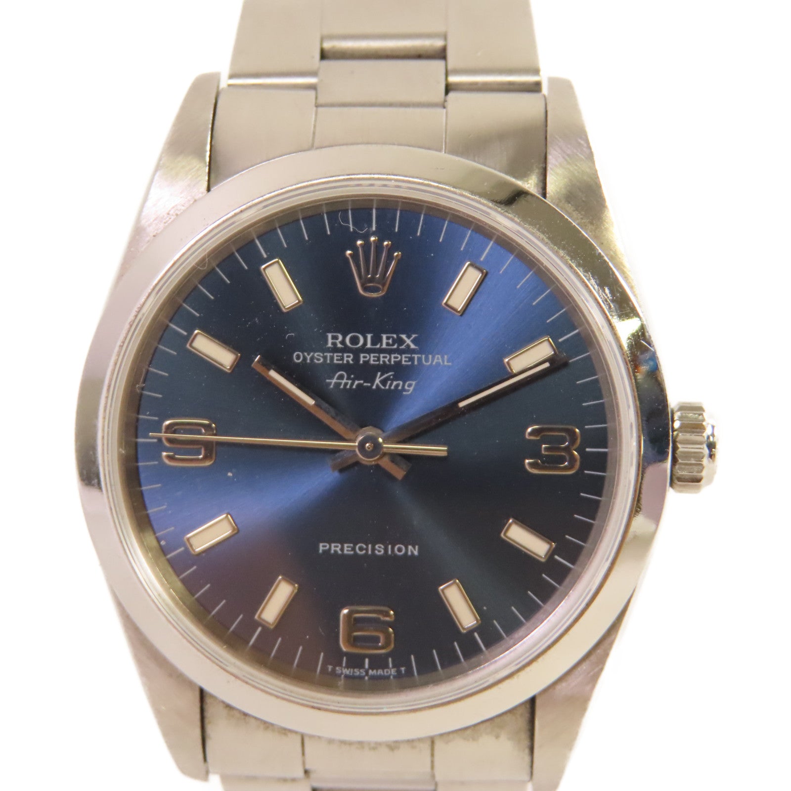 ROLEX Air King Watch不鏽鋼自動機芯手錶藍色/銀色