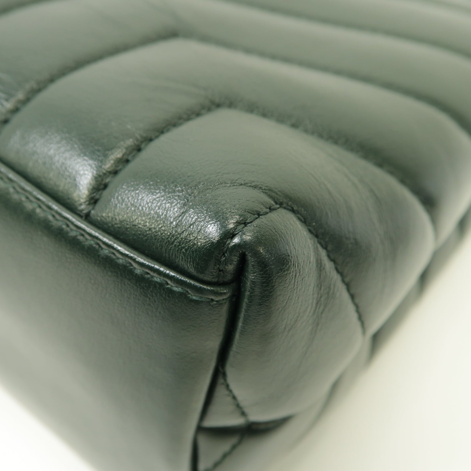 YVES SAINT LAURENT 【激減優惠】牛皮皮革Chain Shoulder Bag金扣鏈帶肩背袋深綠色
