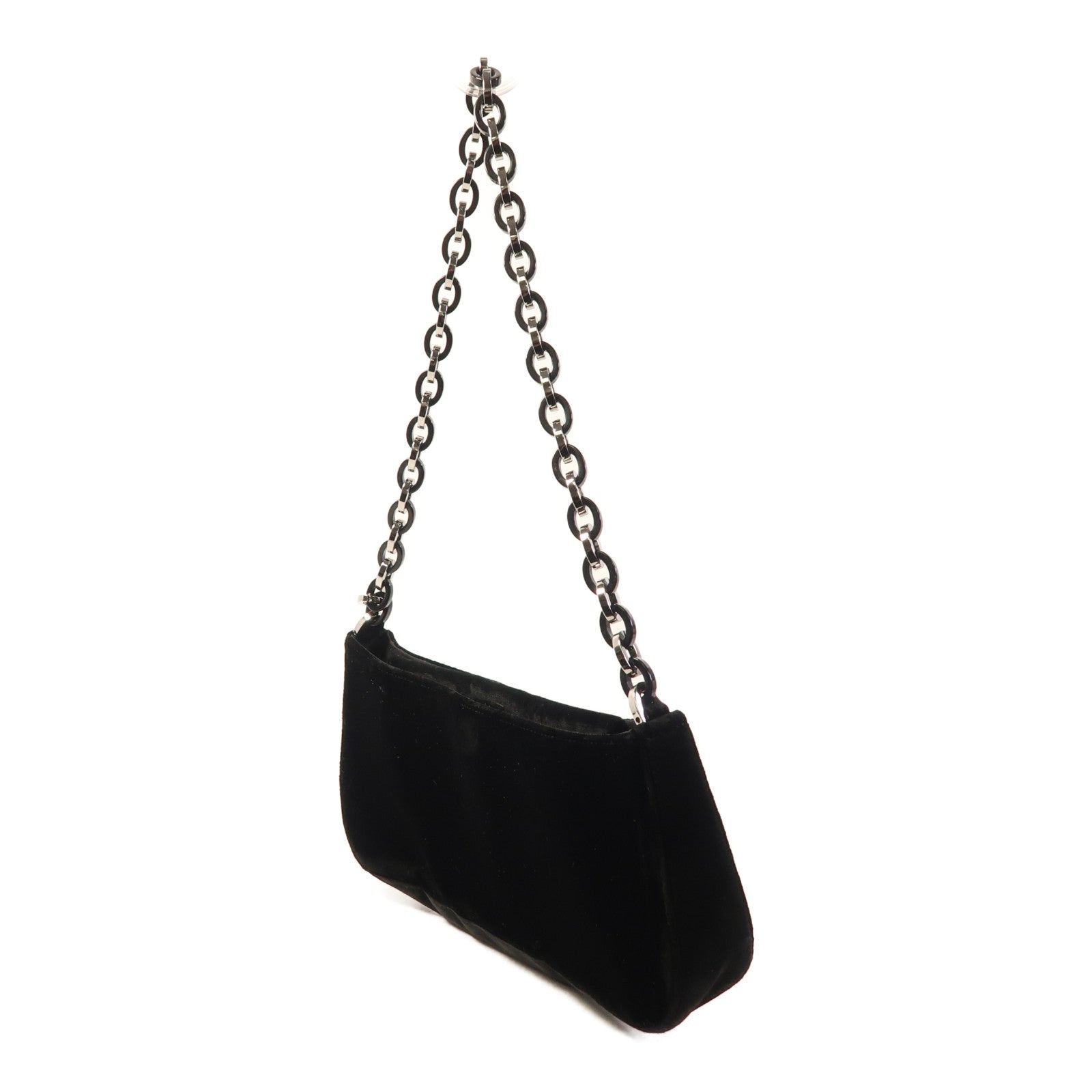 Salvatore Ferragamo 絨布Chain Shoulder鏈帶肩背袋