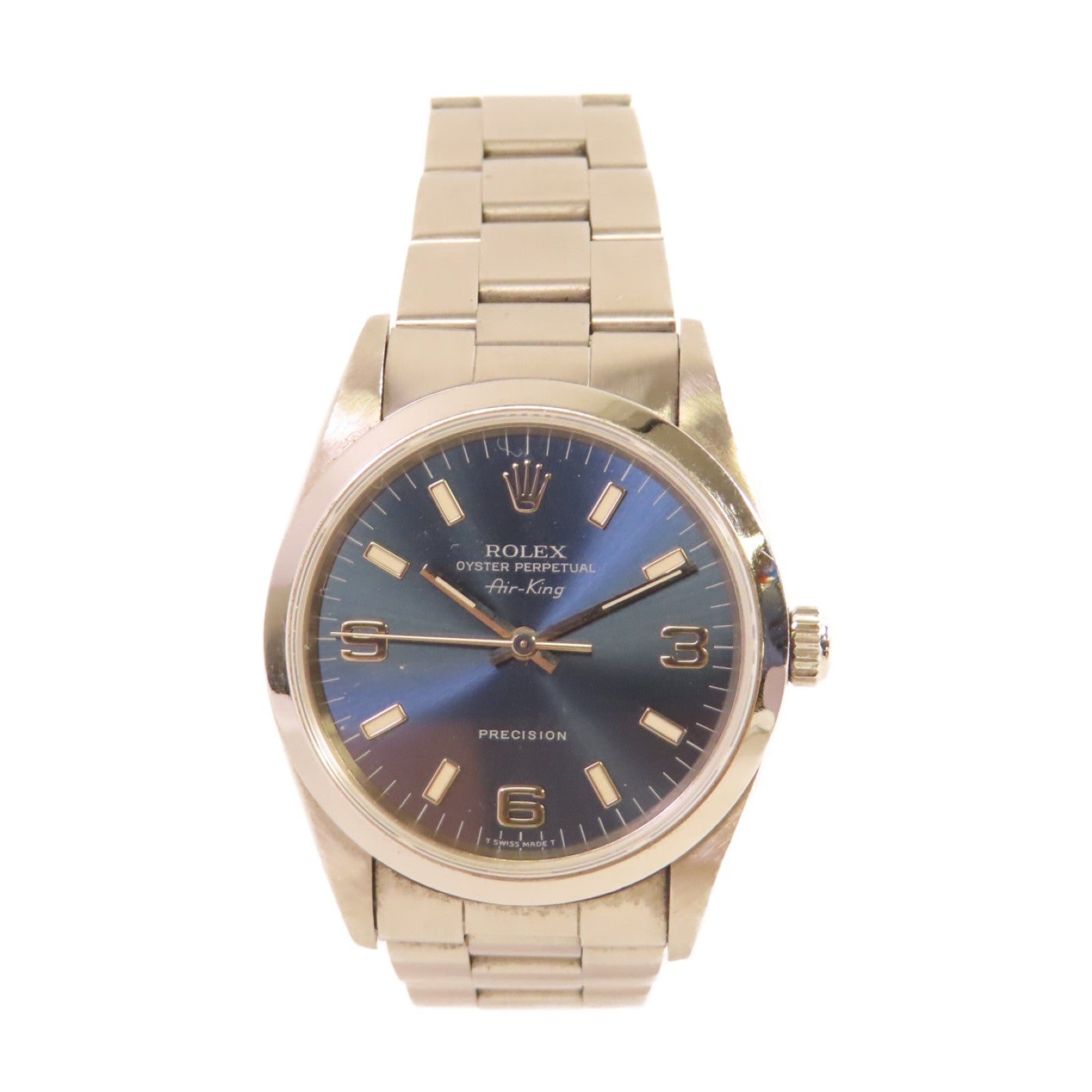 ROLEX Air King Watch不鏽鋼自動機芯手錶藍色/銀色