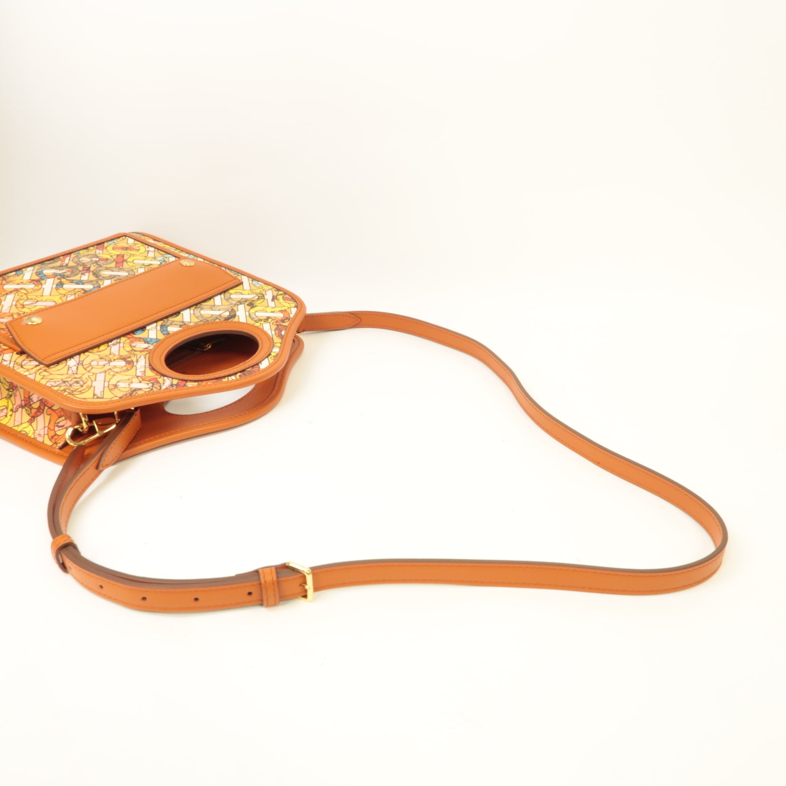 BURBERRY 【激減優惠】皮革2way Shoulder Bag金扣手挽肩背兩用袋棕色/彩色