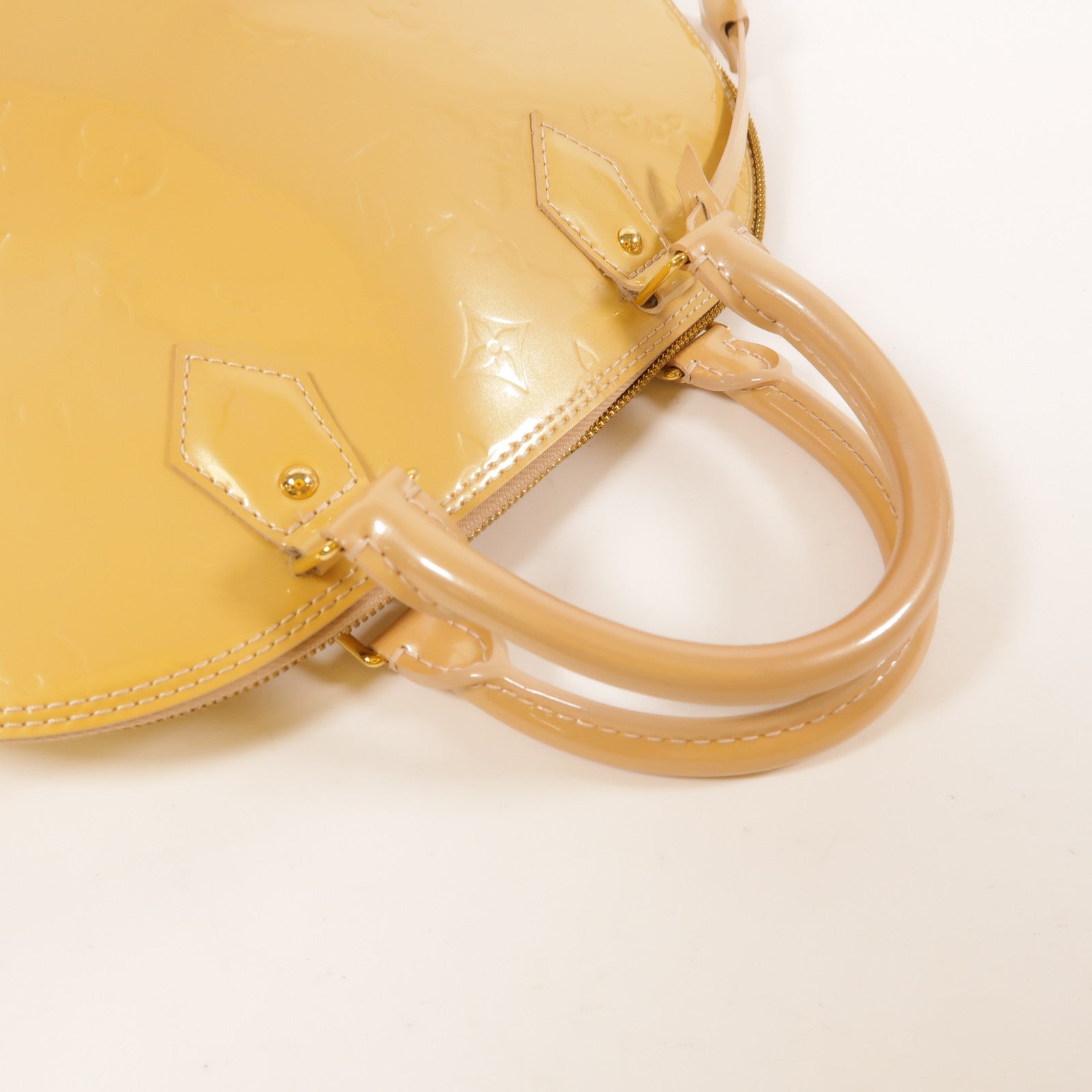 LOUIS VUITTON LV GHW Vernis Alma Pm Handbag Patent Leather M91583 Yellow