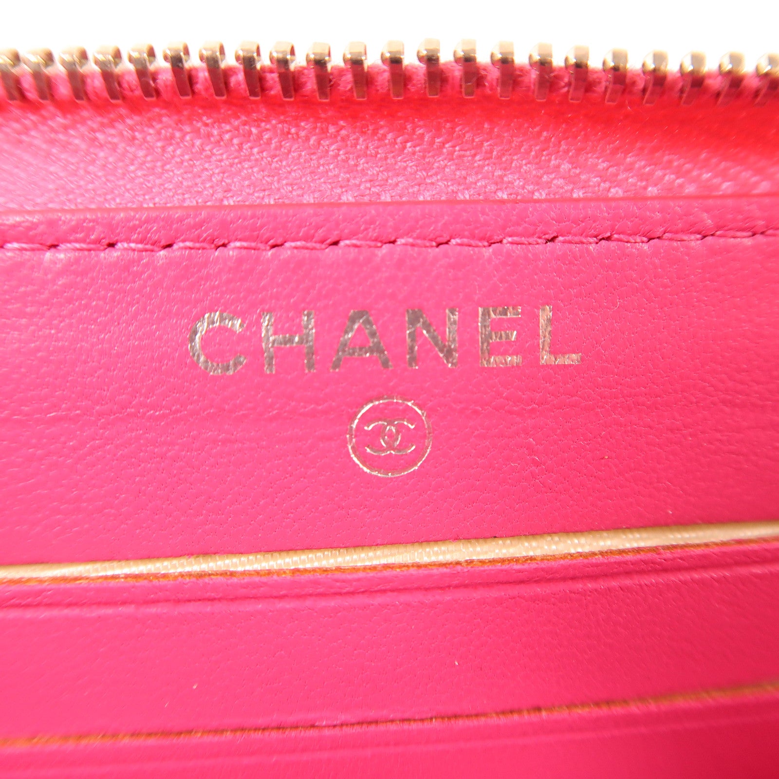 CHANEL 羊皮皮革Long Wallet金扣長錢包