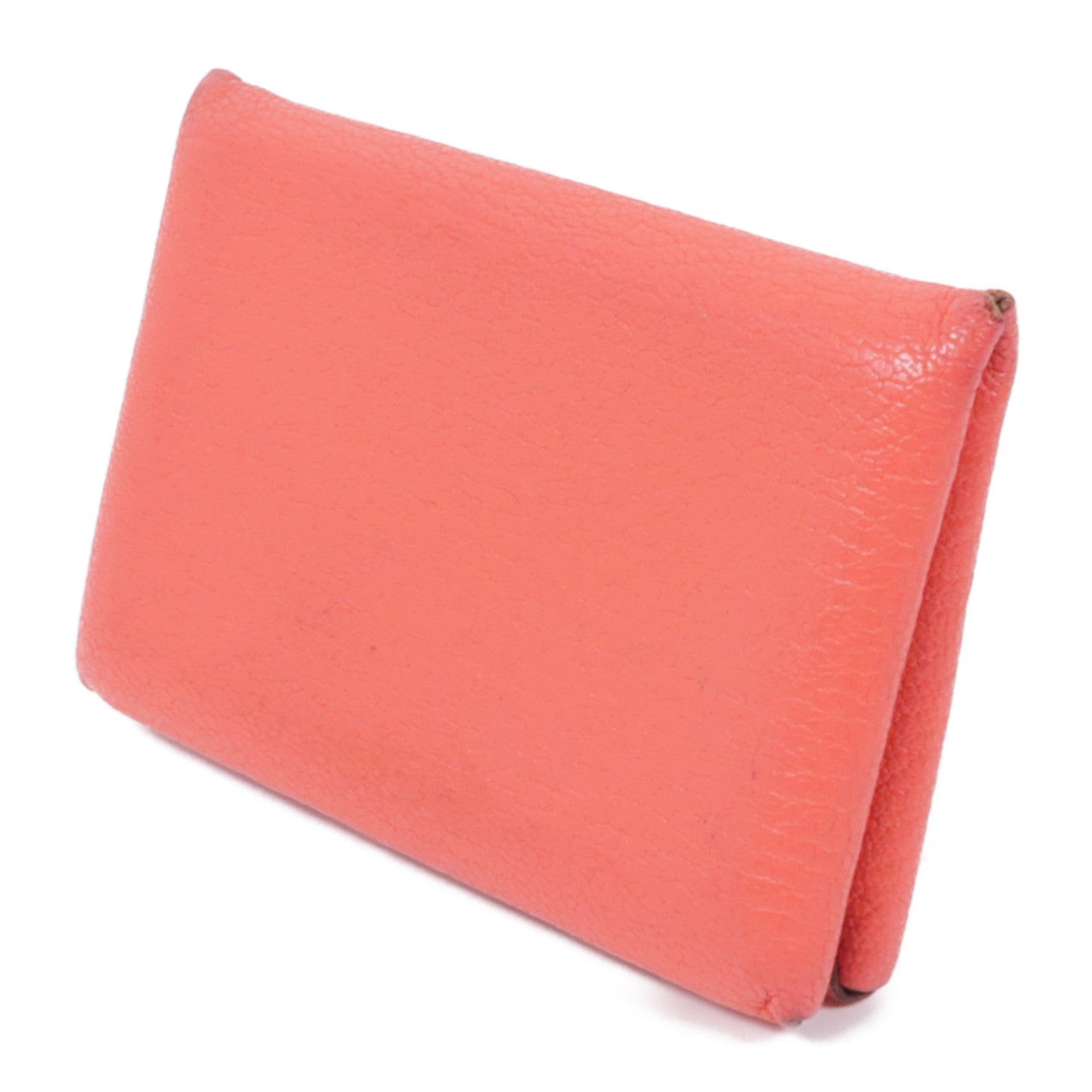 HERMES PHW Calvi Card Case Chevre Leather Red