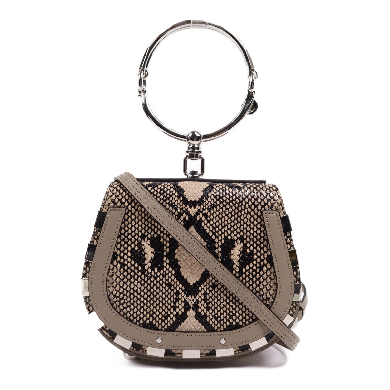 Chloe 蛇皮皮革2 Way Shoulder Bag銀扣手挽肩背兩用袋