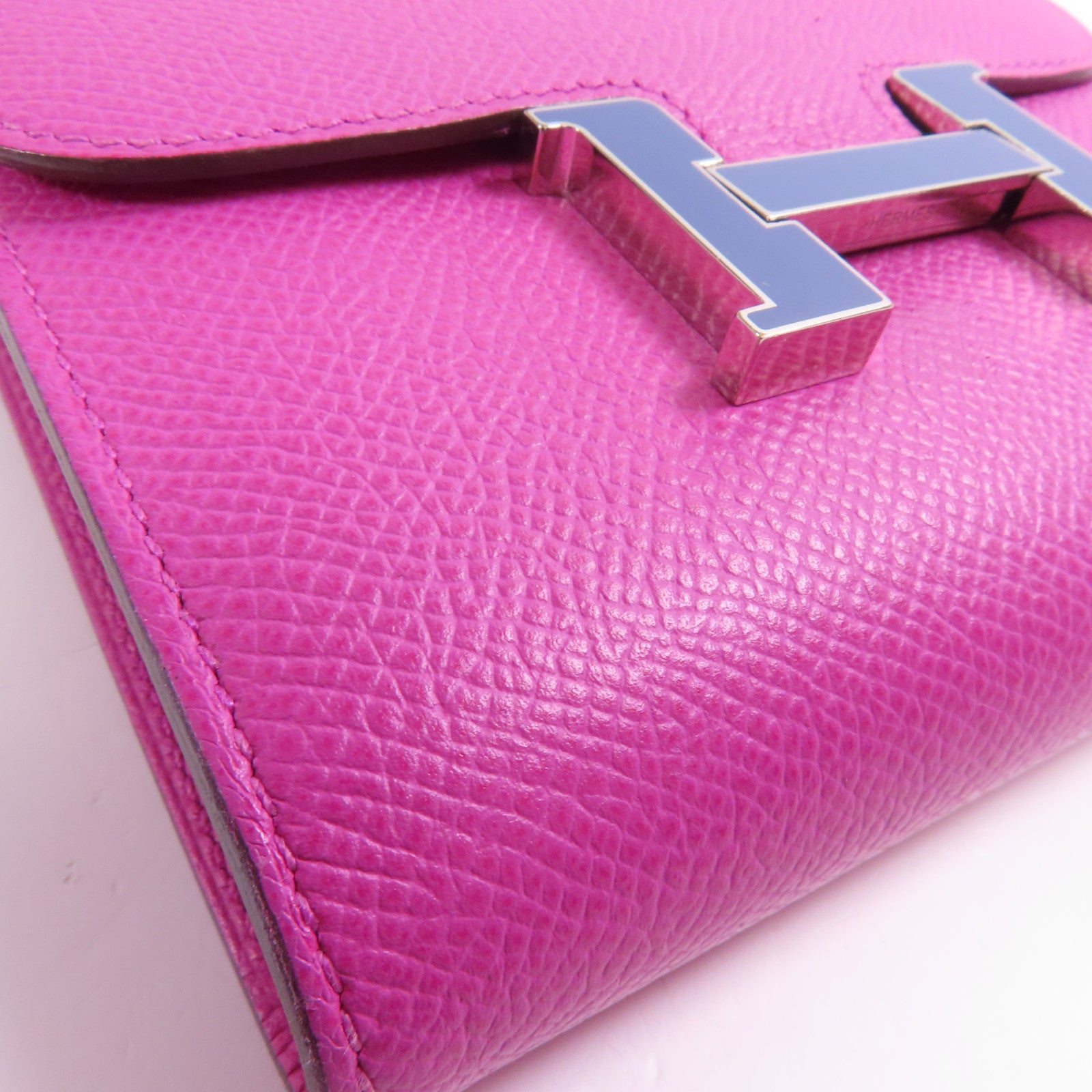 HERMES Epsom皮革Constance Wallet銀扣Magnolia