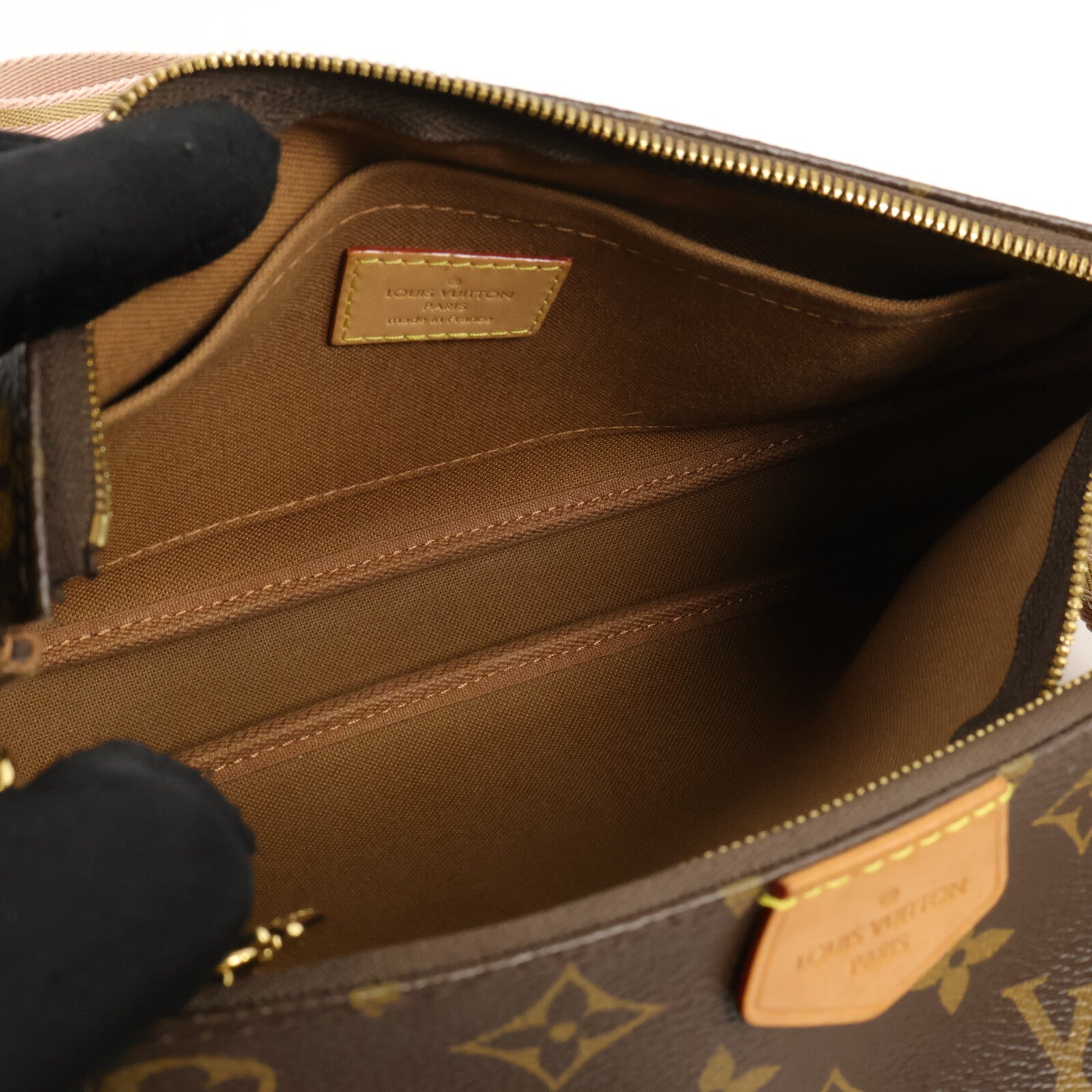 LOUIS VUITTON Monogram Multi Pochette Accessoires金扣手挽肩背兩用袋棕色