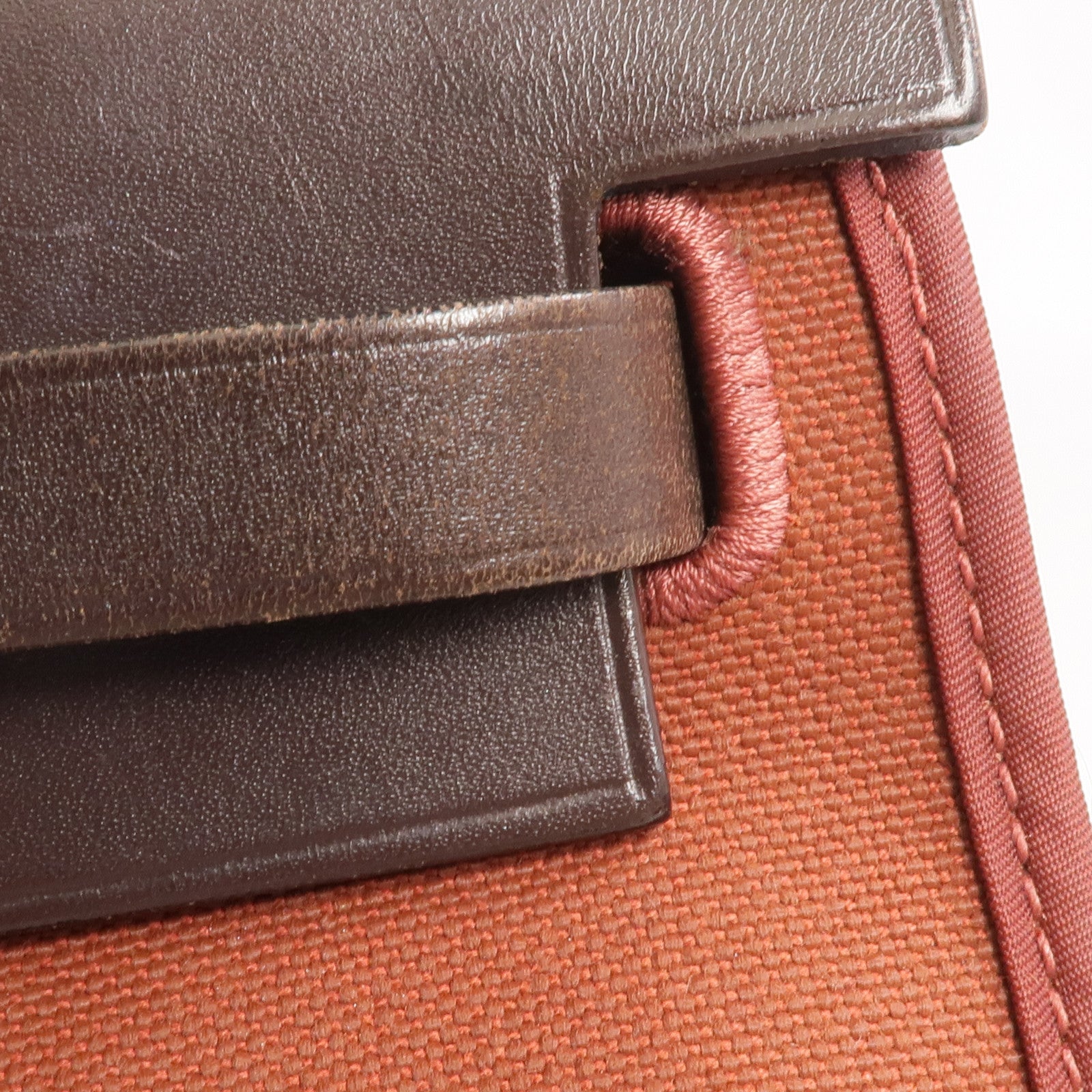 HERMES 帆布/皮革Herbag PM銀扣手挽肩背兩用袋Rouge Garance