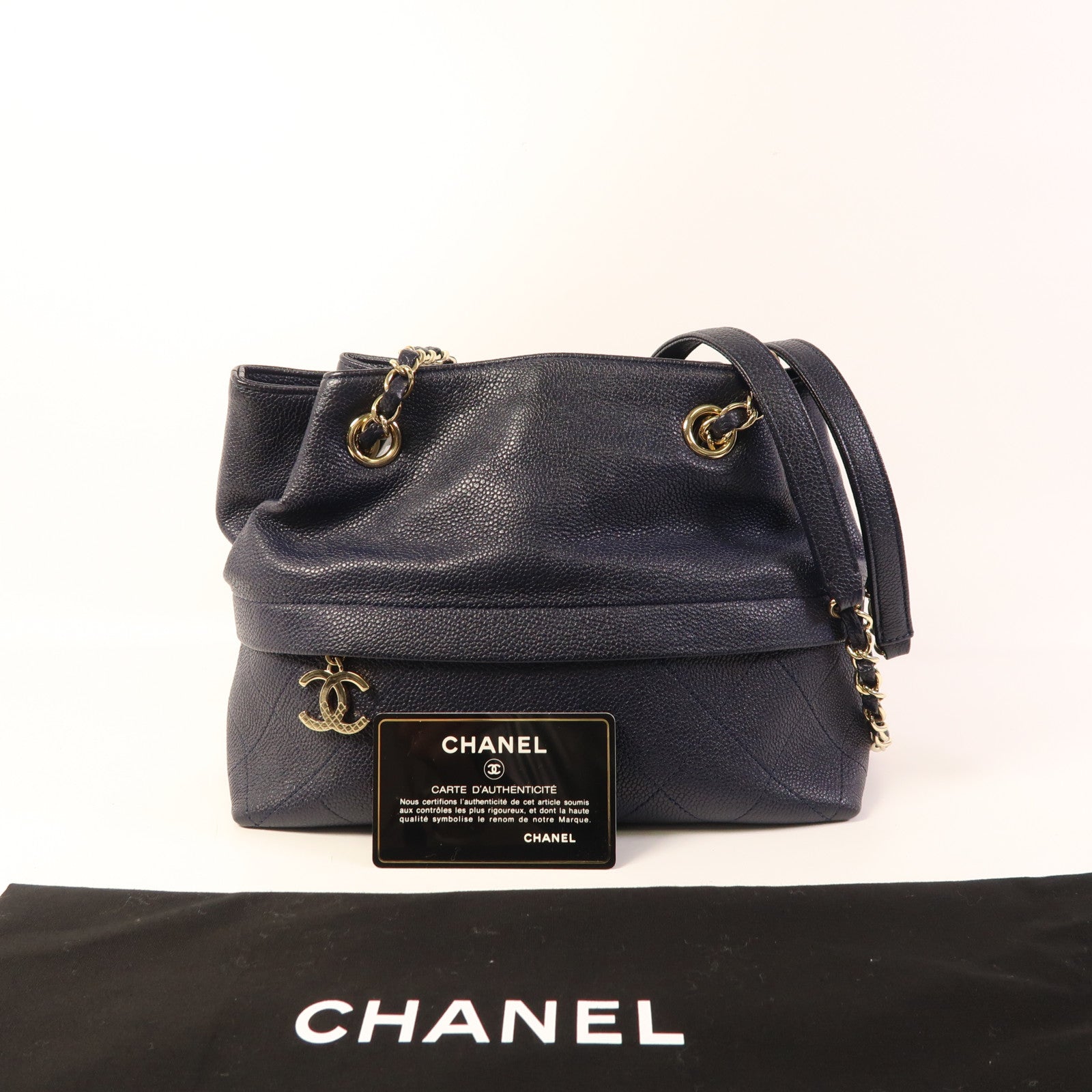 CHANEL 牛皮皮革Chain Shoulder Bag金扣鏈帶肩背袋