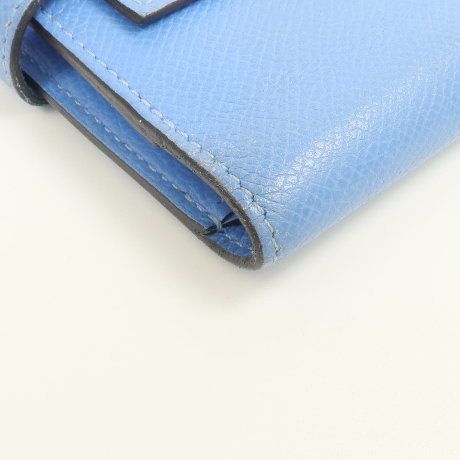 HERMES Epsom皮革Kelly Compact Wallet長錢包Bleu Paradis