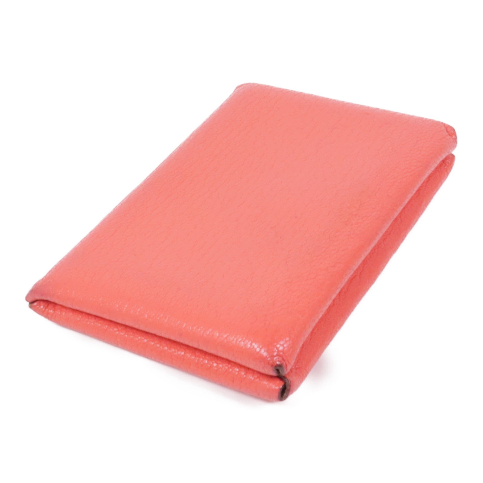 HERMES PHW Calvi Card Case Chevre Leather Red