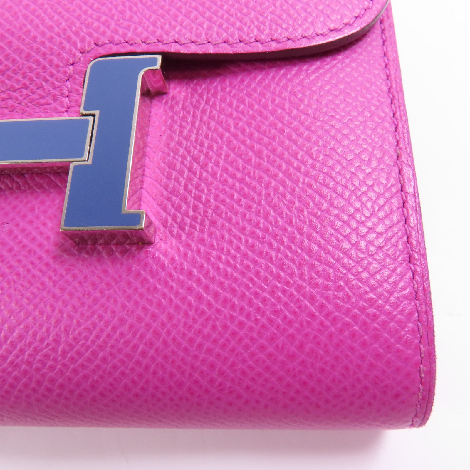 HERMES Epsom皮革Constance Wallet銀扣Magnolia