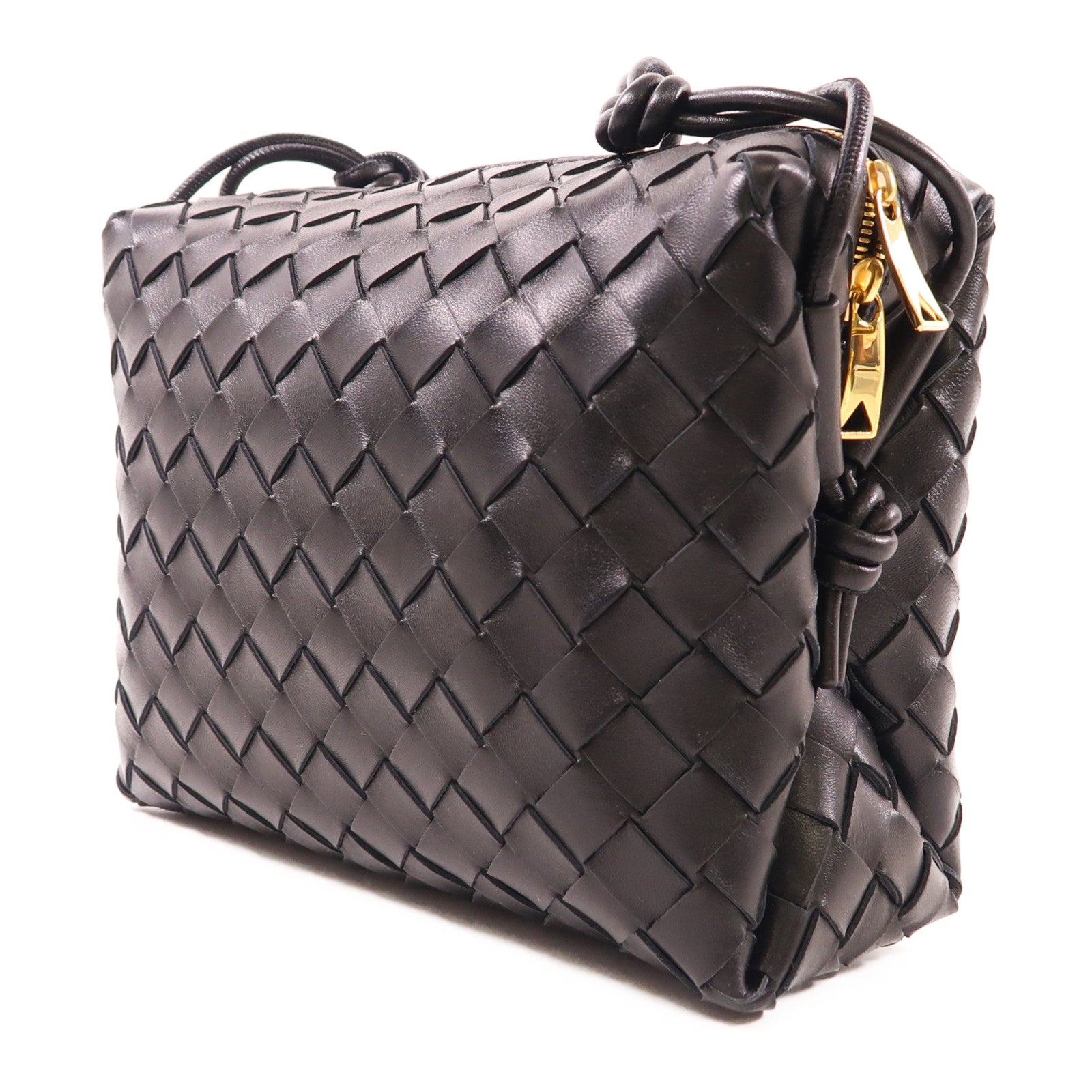 BOTTEGA VENETA 【激減優惠】織紋皮革Loop Camera Bag金扣肩背袋