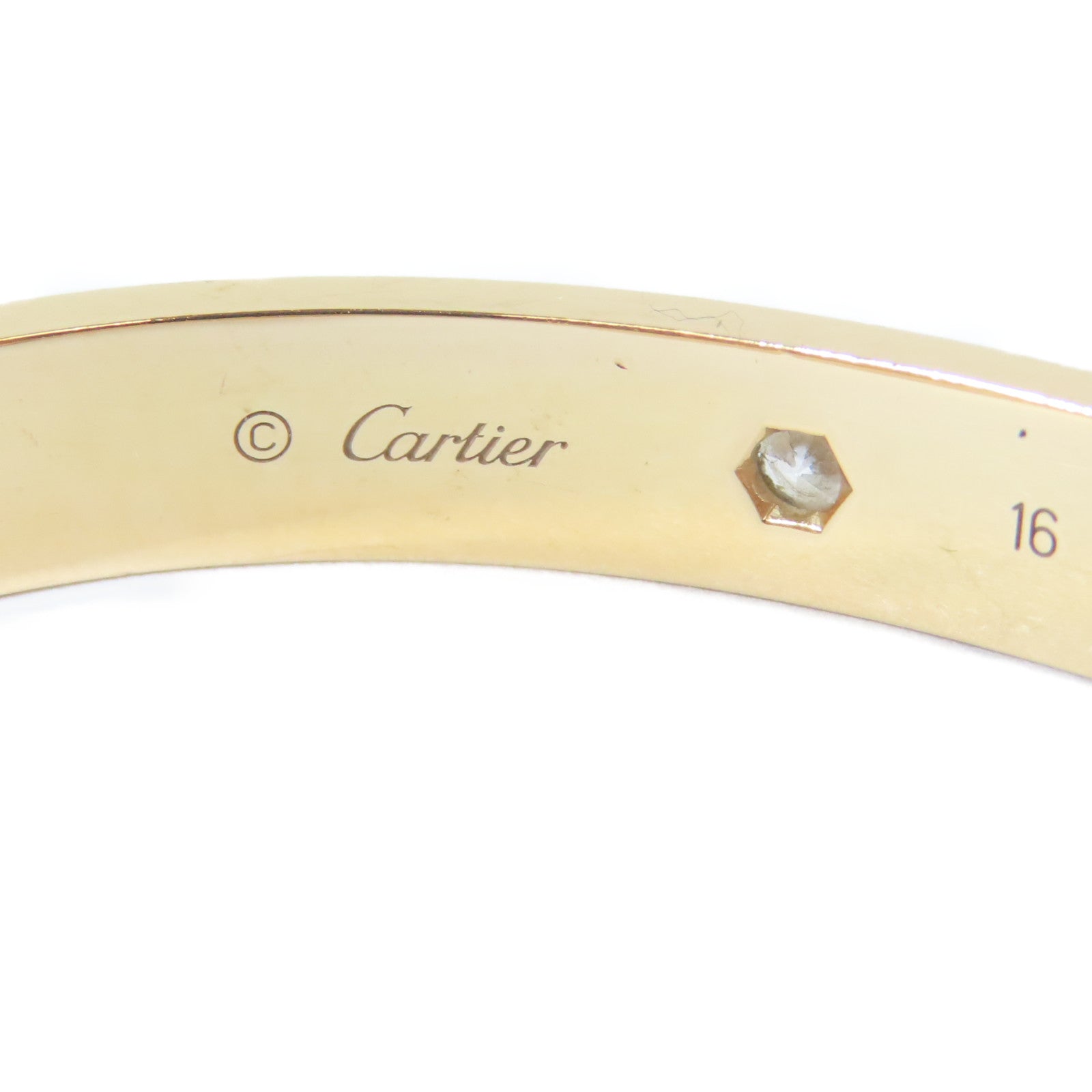 CARTIER 18K黃金Love Bracelet 4 Diamond手鐲Cartier#16/#15cm