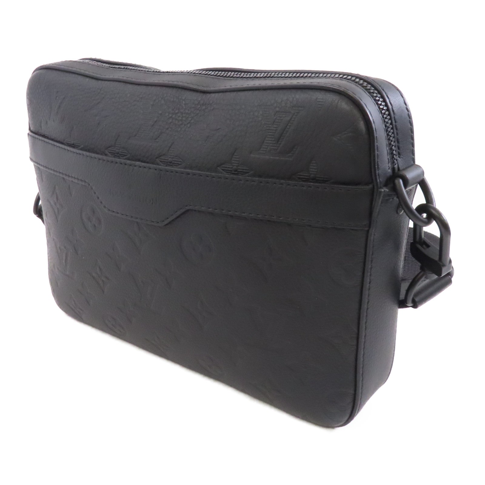 LOUIS VUITTON Monogram Shadow Trio Messenger肩背袋黑色