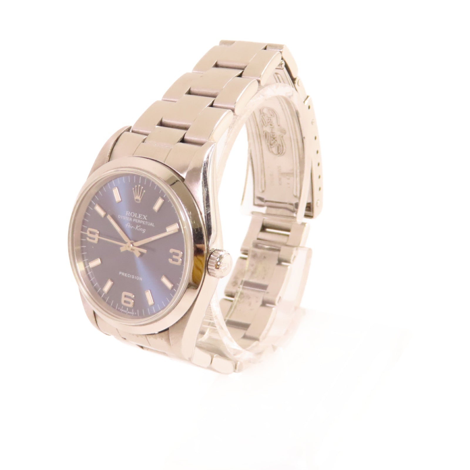 ROLEX Air King Watch不鏽鋼自動機芯手錶藍色/銀色