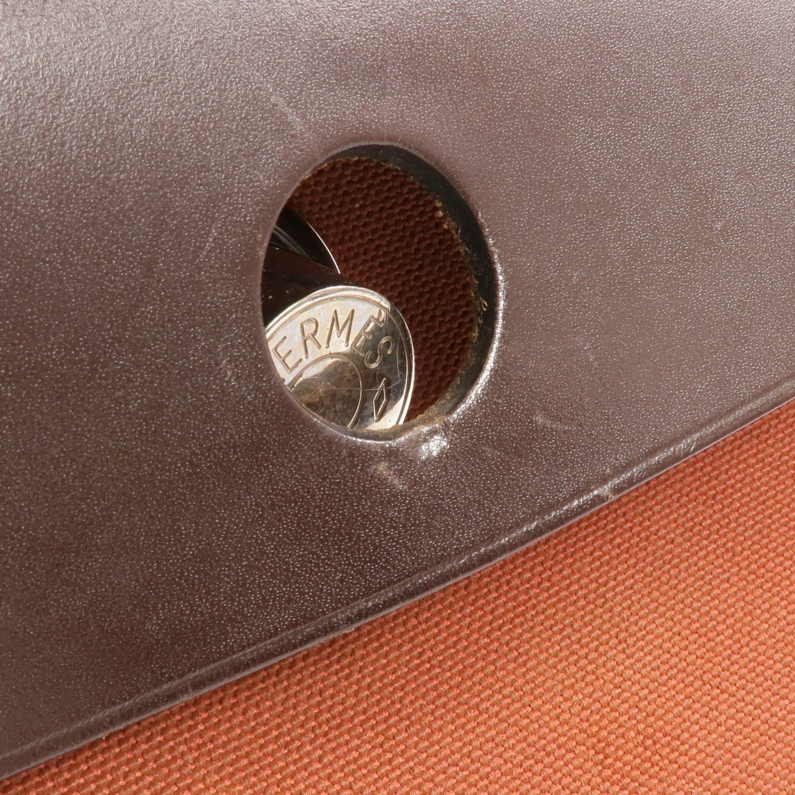 HERMES 帆布/皮革Herbag PM銀扣手挽肩背兩用袋Rouge Garance