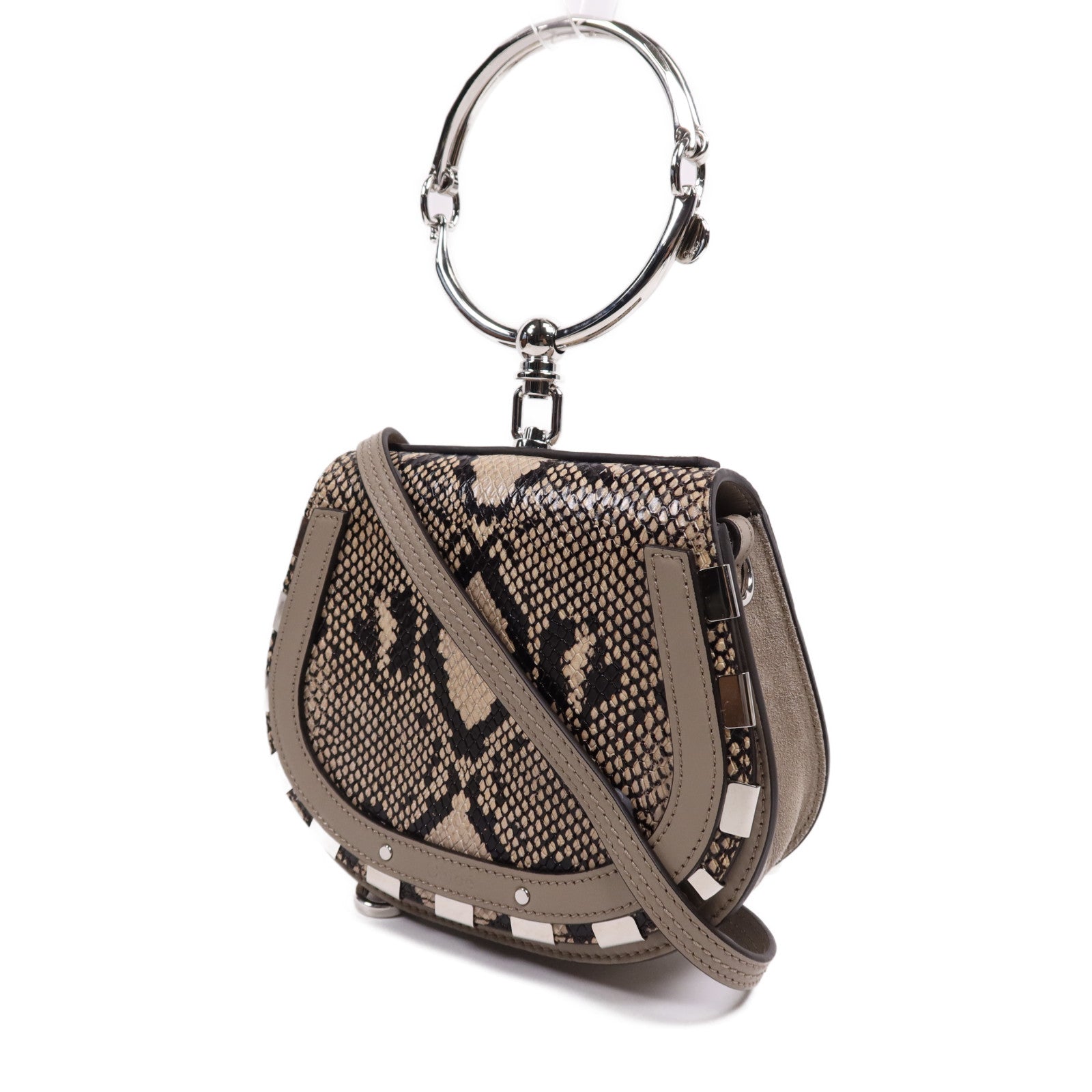 Chloe 蛇皮皮革2 Way Shoulder Bag銀扣手挽肩背兩用袋