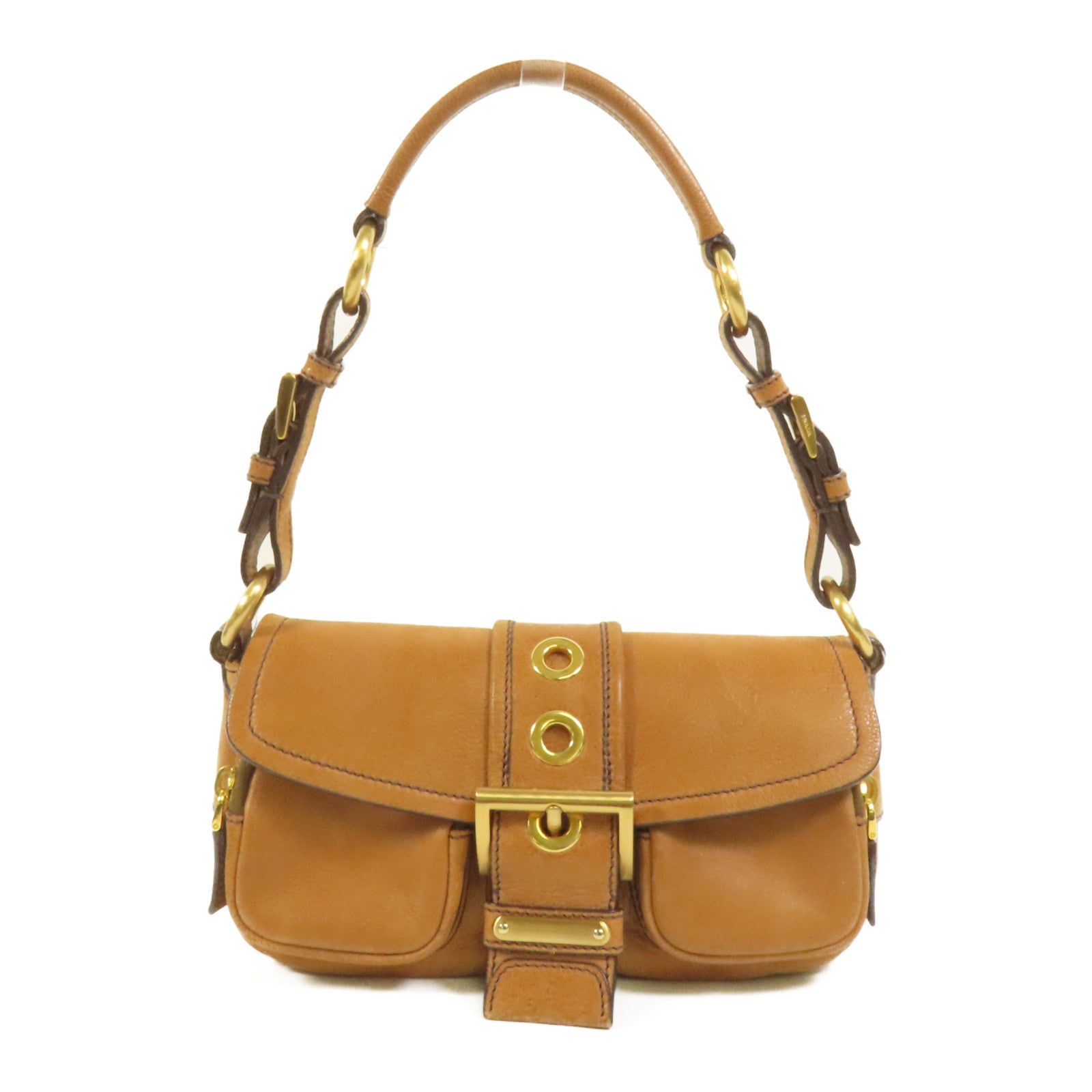 PRADA 牛皮皮革Shoulder Bag金扣肩背袋