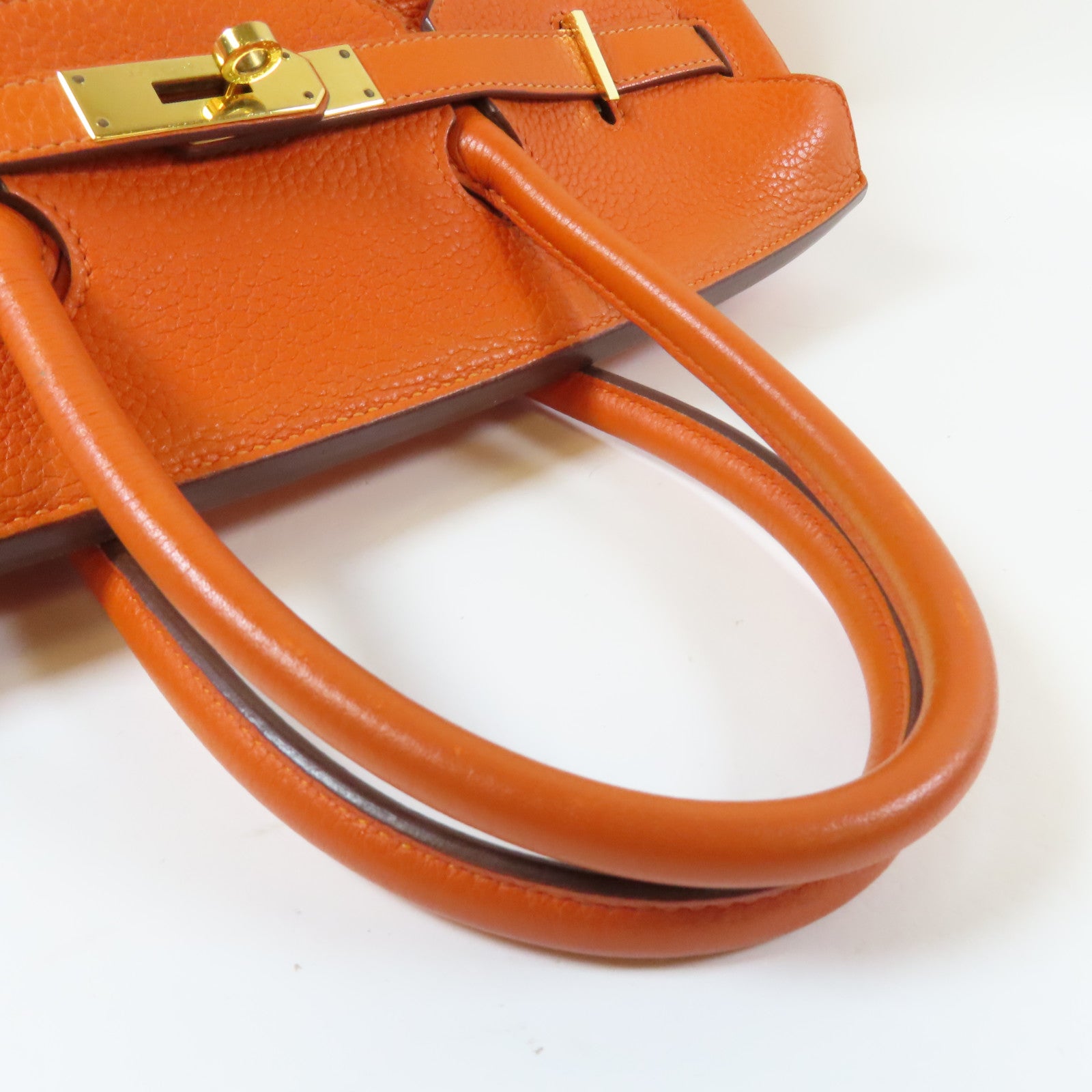 HERMES 牛皮皮革Birkin 35金扣手挽袋橙色