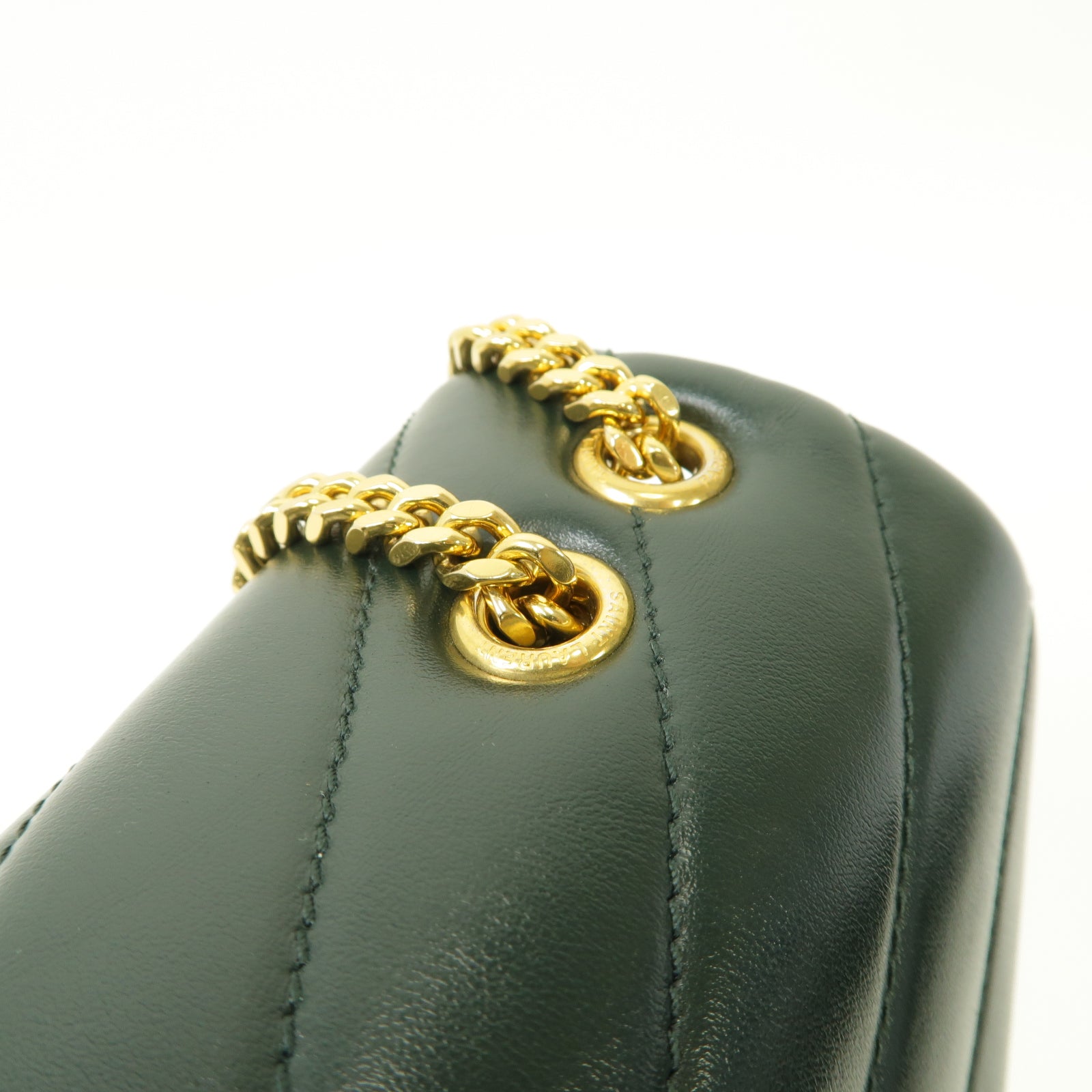 YVES SAINT LAURENT 【激減優惠】牛皮皮革Chain Shoulder Bag金扣鏈帶肩背袋深綠色