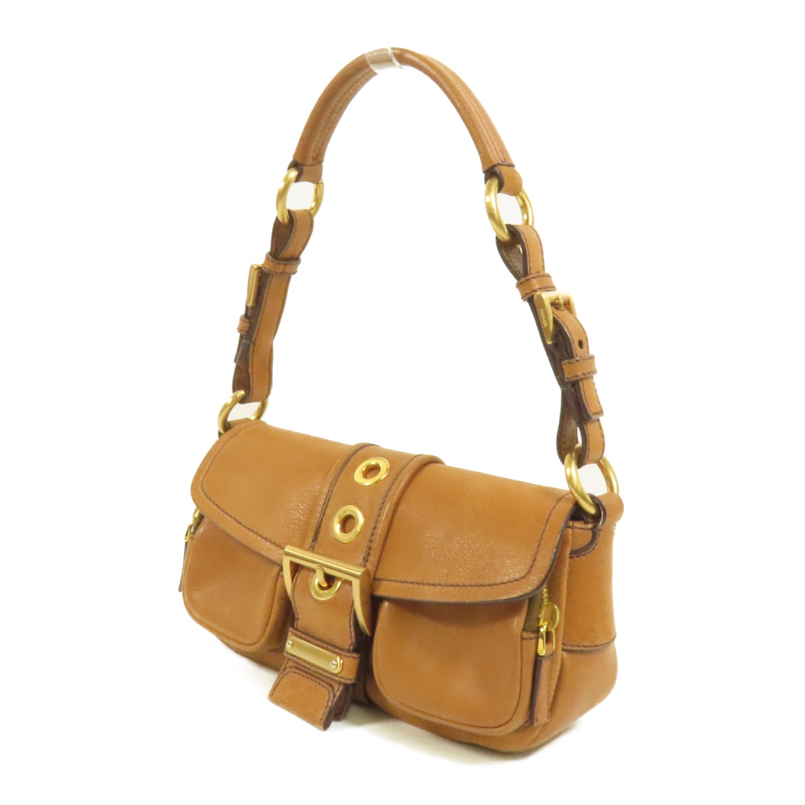 PRADA 牛皮皮革Shoulder Bag金扣肩背袋
