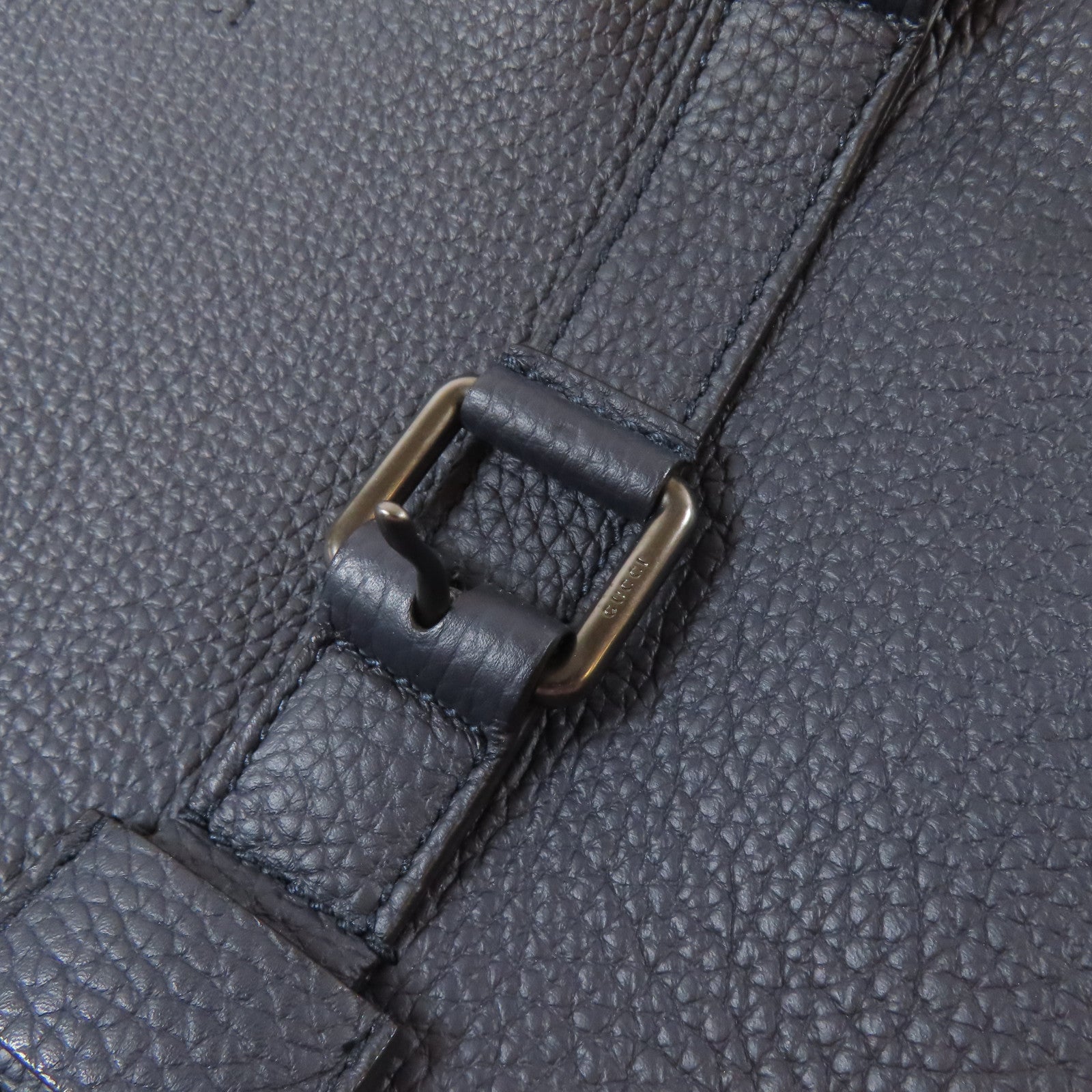 GUCCI 【激減優惠】牛皮皮革Tote Bag銀扣手挽袋深藍色