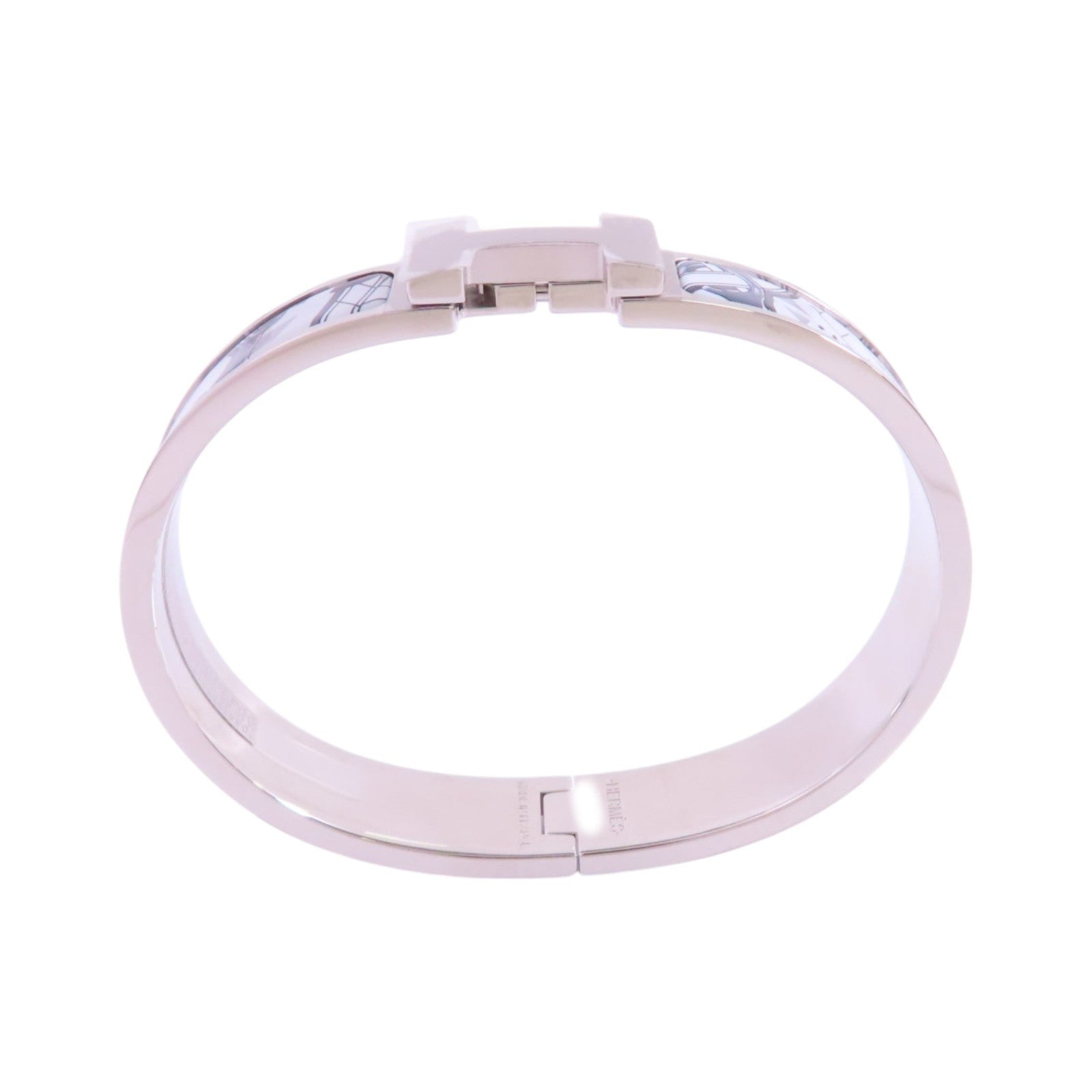 HERMES 金屬/琺瑯Clic H Bracelet銀扣手鐲