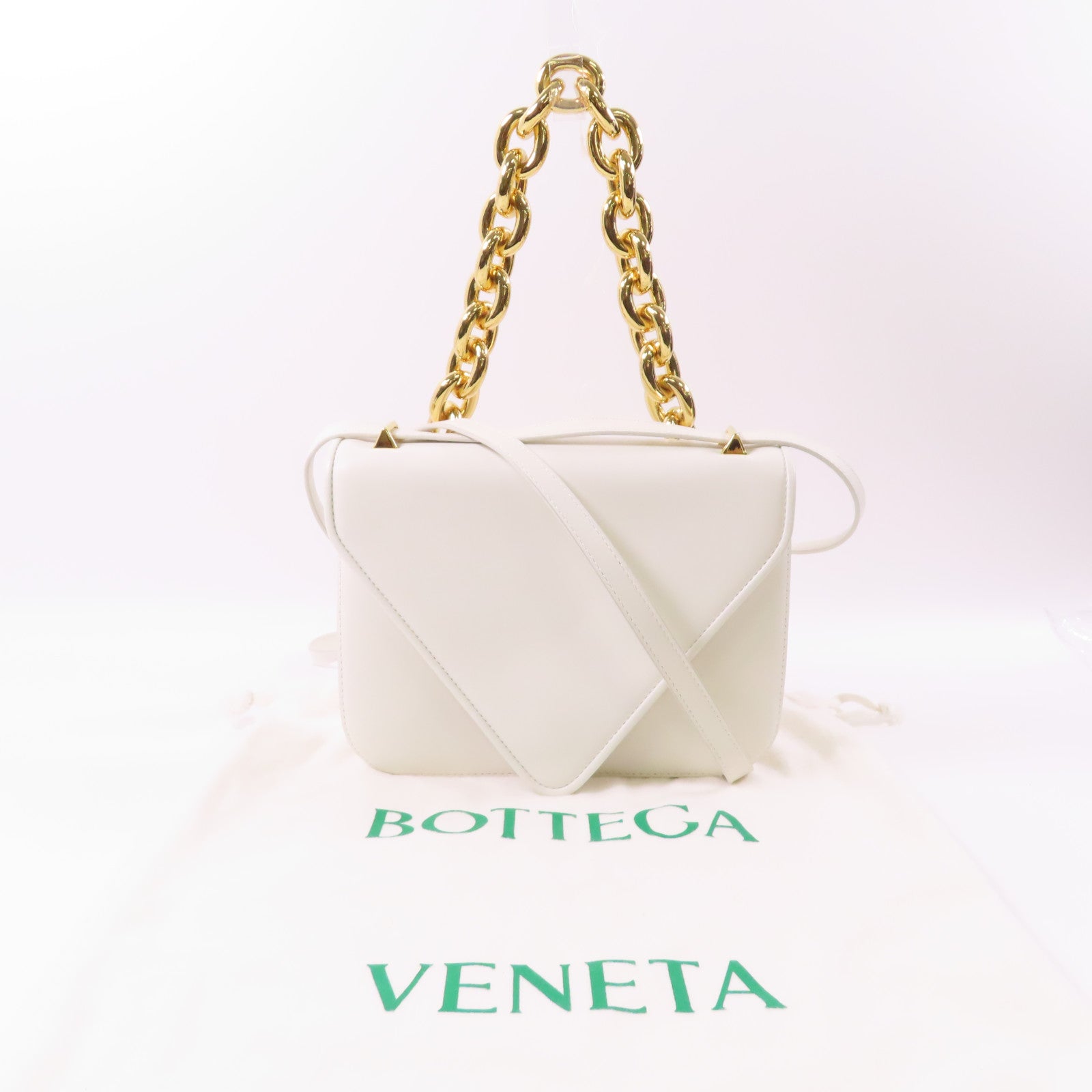 BOTTEGA VENETA 【激減優惠】皮革2 Way Shoulder金扣手挽肩背兩用袋