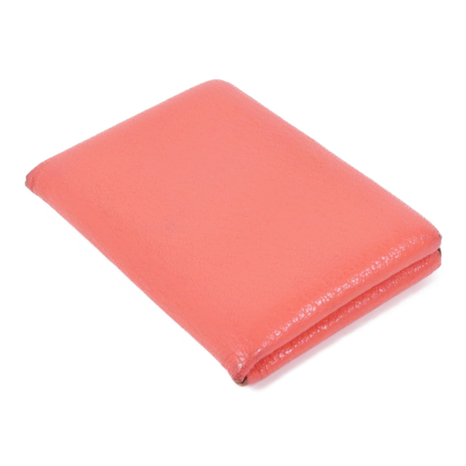 HERMES PHW Calvi Card Case Chevre Leather Red