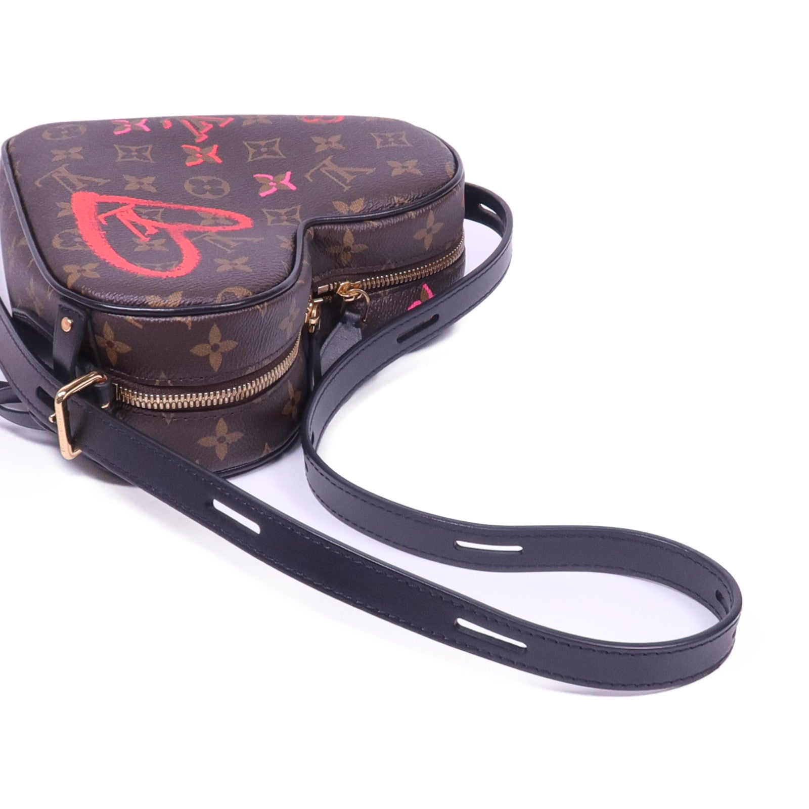 LOUIS VUITTON Monogram Sac Coeur Fall In Love金扣肩背袋棕色