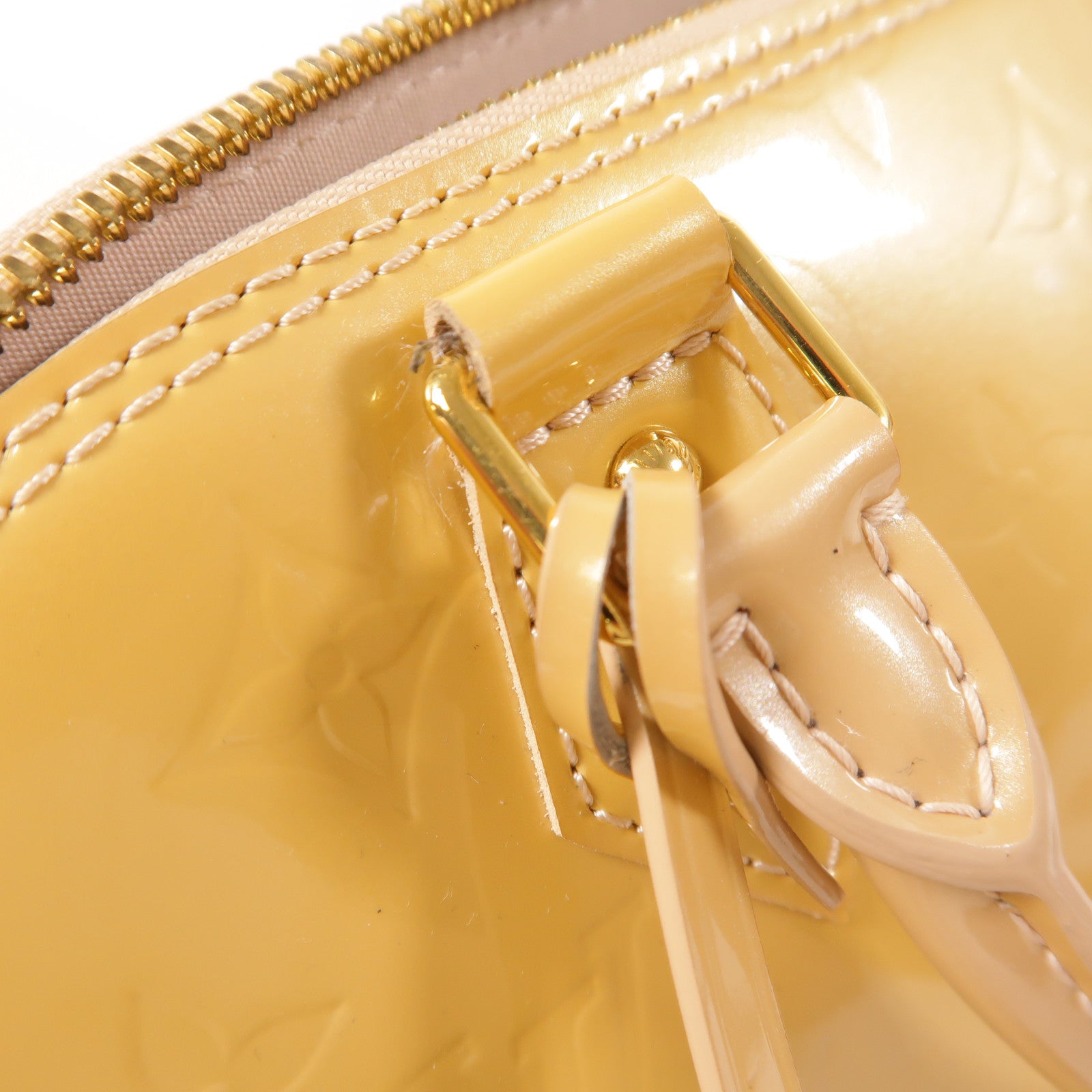 LOUIS VUITTON LV GHW Vernis Alma Pm Handbag Patent Leather M91583 Yellow