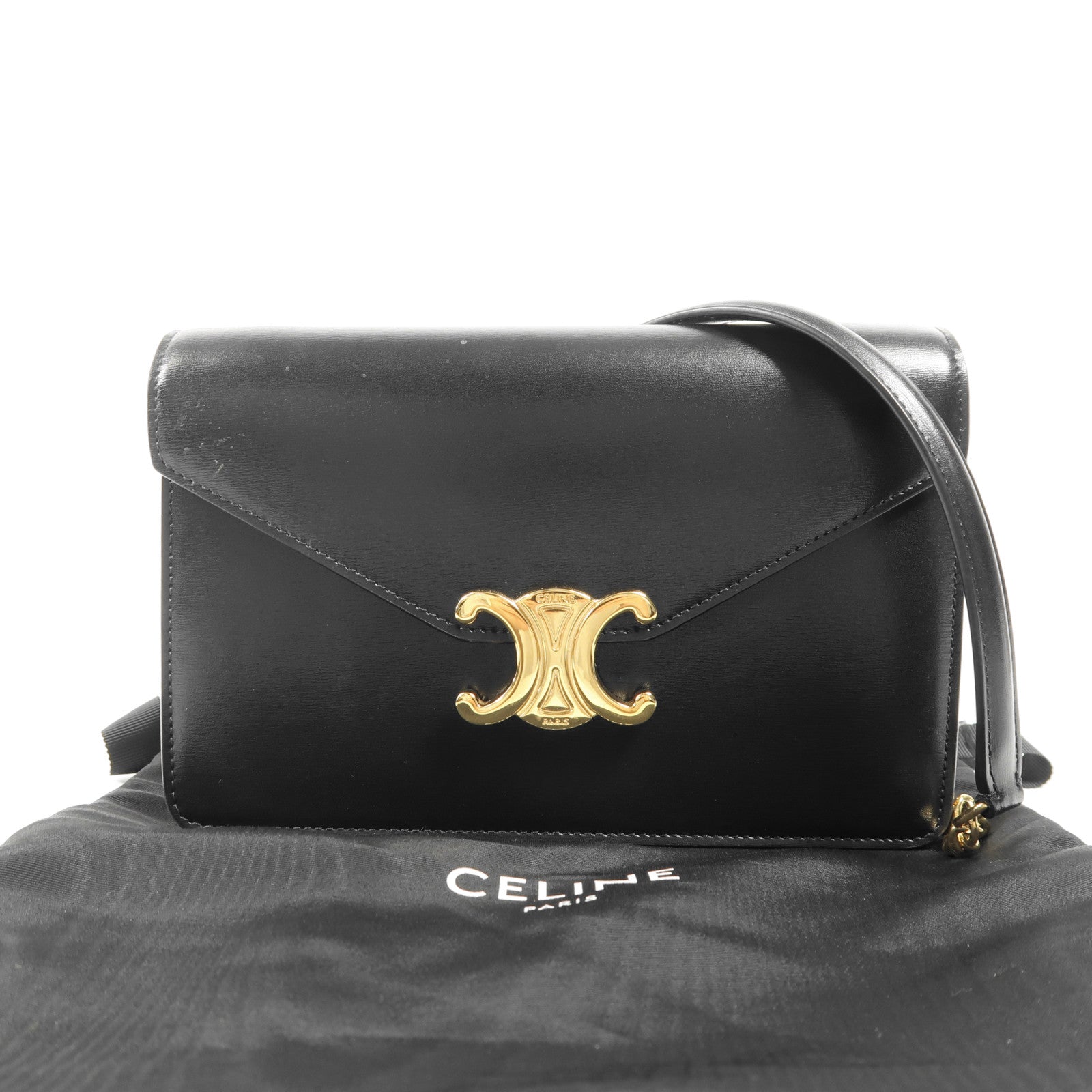 CELINE 牛皮皮革Margo Triomphe Chain金扣鏈帶肩背袋