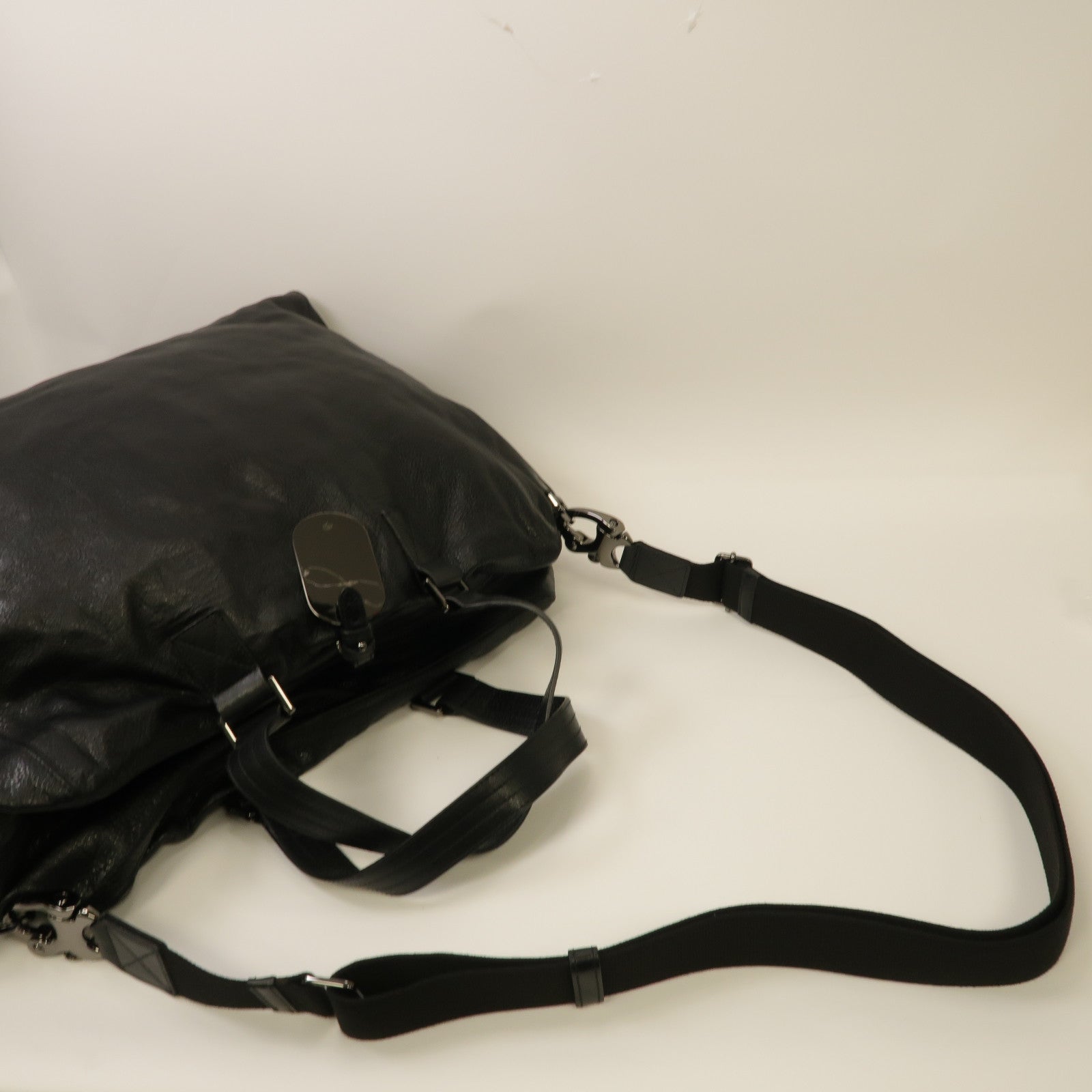 MULBERRY 牛皮皮革2 Way Bag銀扣手挽肩背兩用袋黑色