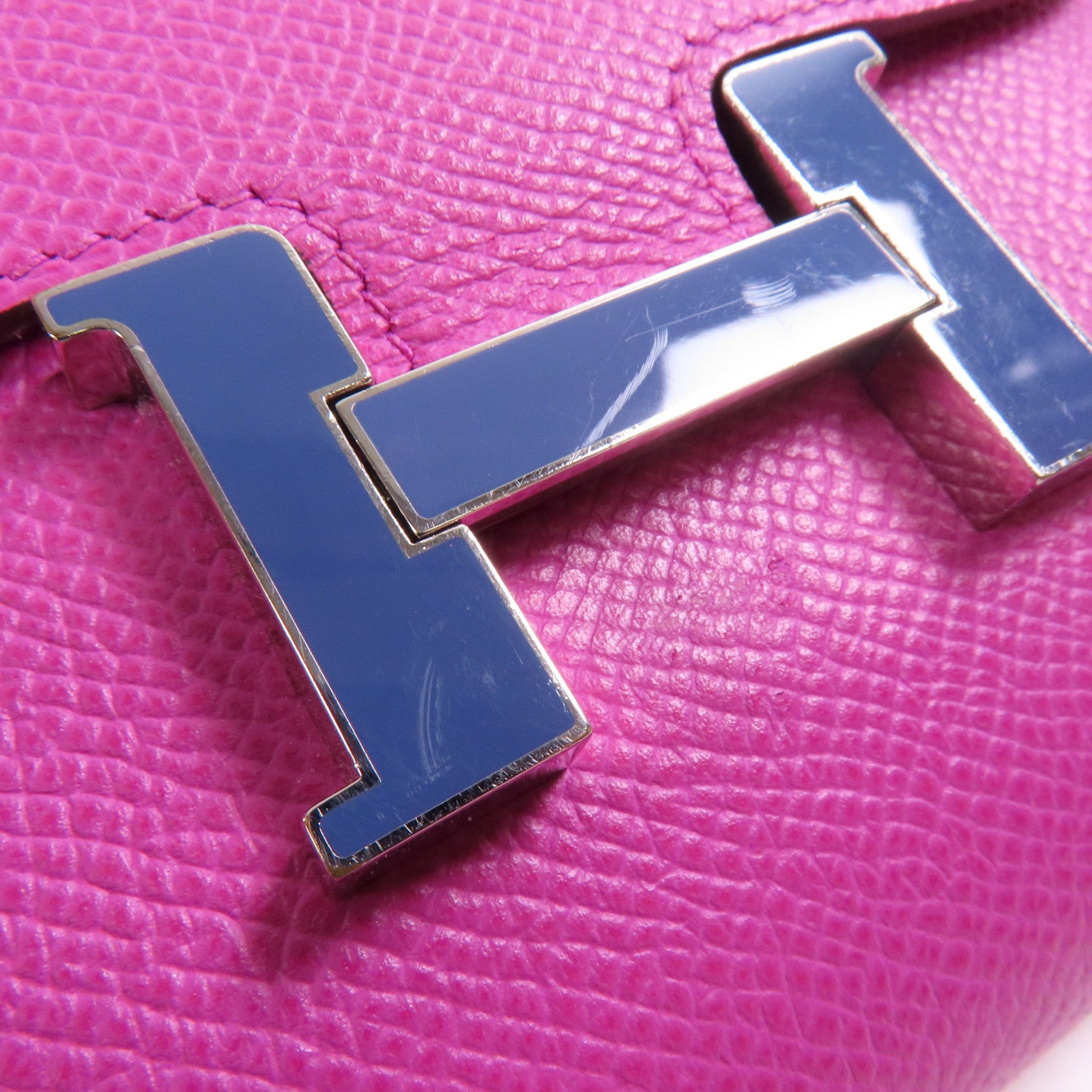 HERMES Epsom皮革Constance Wallet銀扣Magnolia