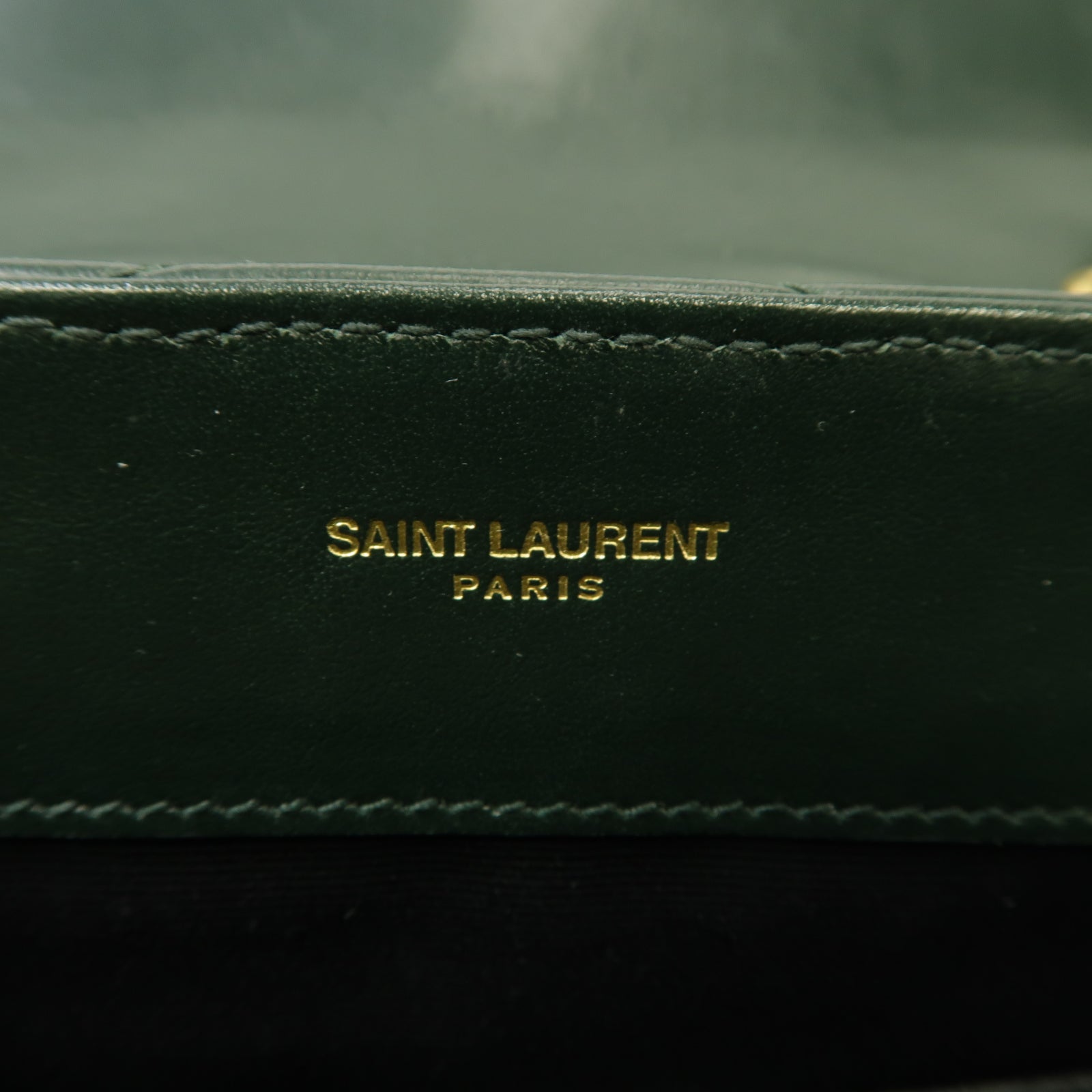 YVES SAINT LAURENT 【激減優惠】牛皮皮革Chain Shoulder Bag金扣鏈帶肩背袋深綠色