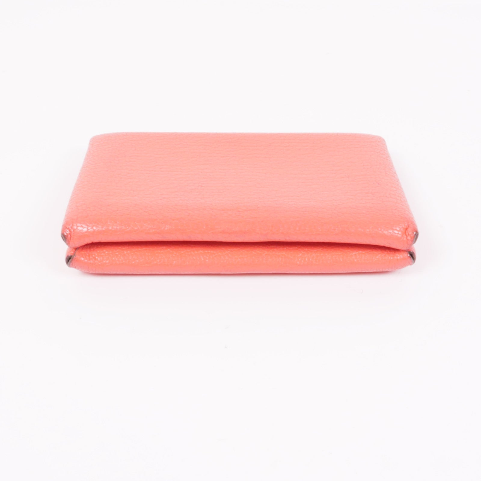 HERMES PHW Calvi Card Case Chevre Leather Red