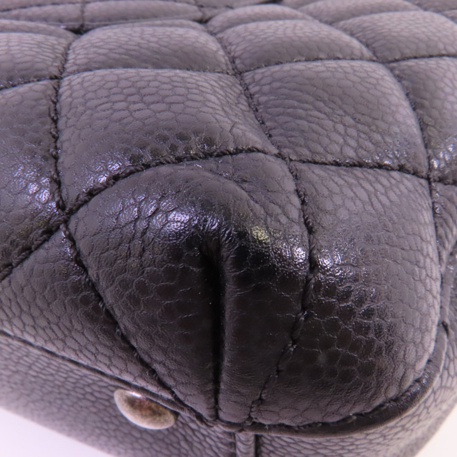 CHANEL 牛皮皮革Tote Bag銀扣鏈帶肩背袋