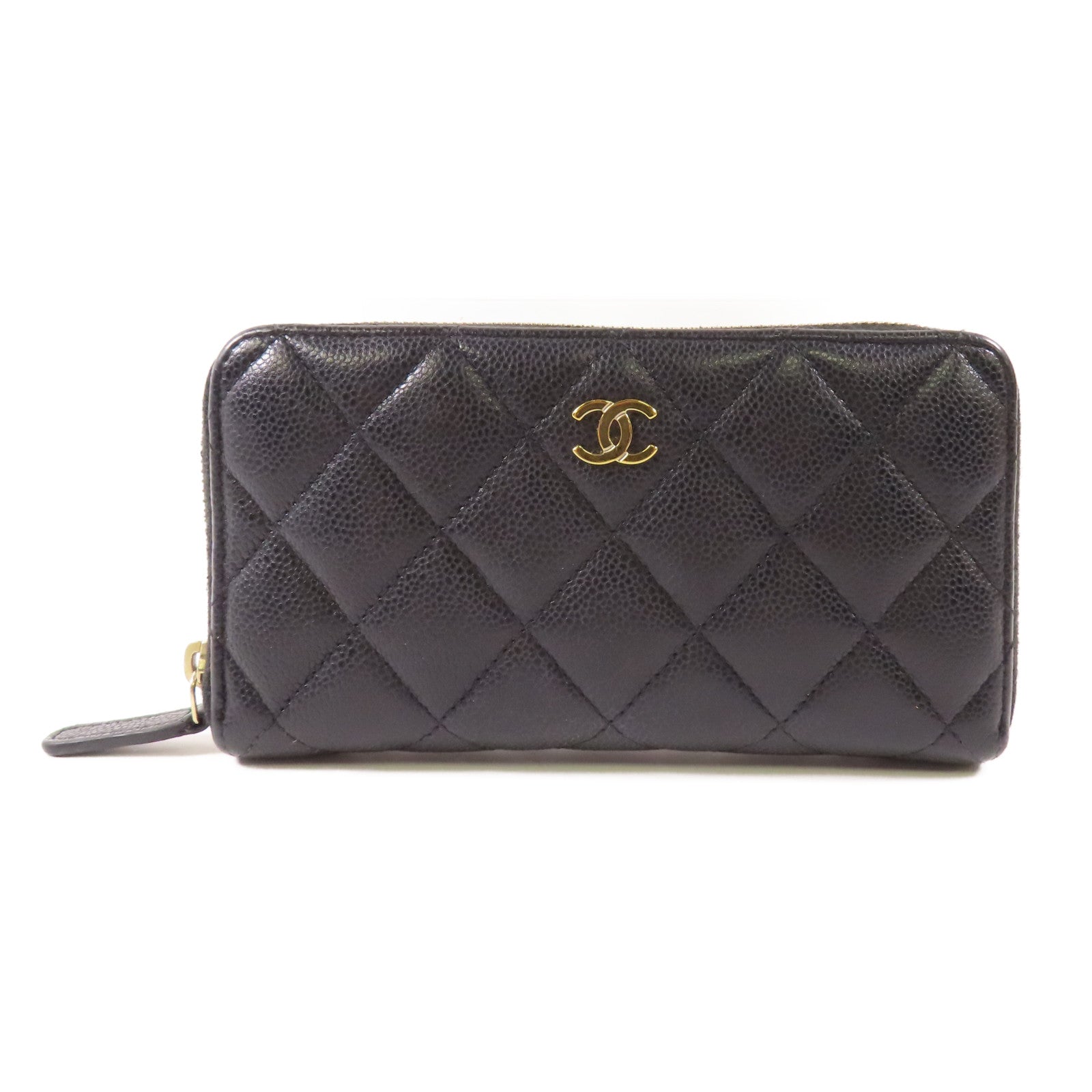 CHANEL 牛皮皮革Zipper Long Wallet金扣長錢包