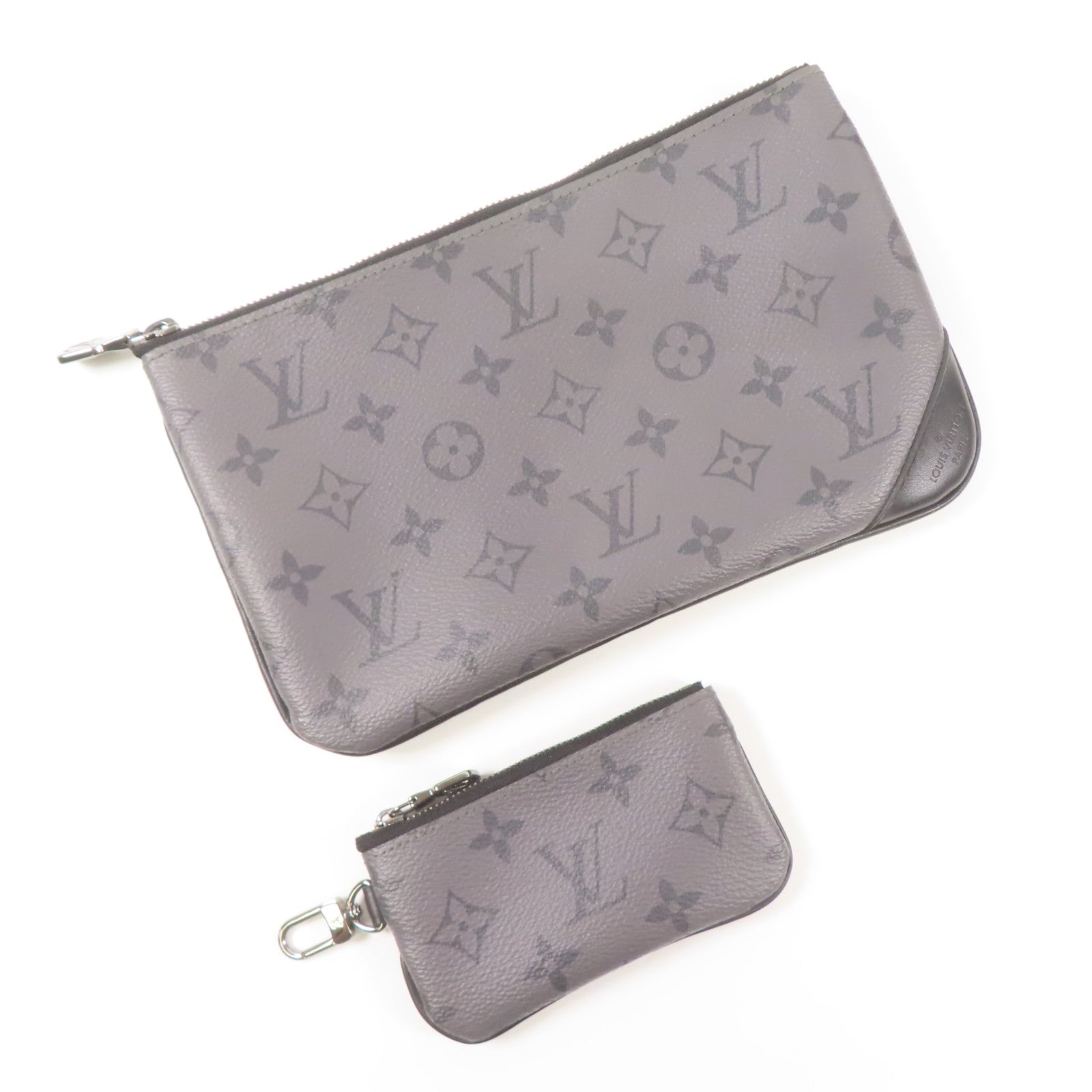 LOUIS VUITTON Monogram Eclipse Reverse Trio Messenger銀扣肩背袋