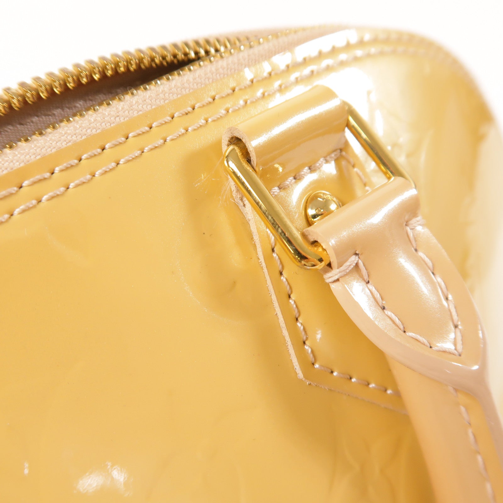 LOUIS VUITTON LV GHW Vernis Alma Pm Handbag Patent Leather M91583 Yellow