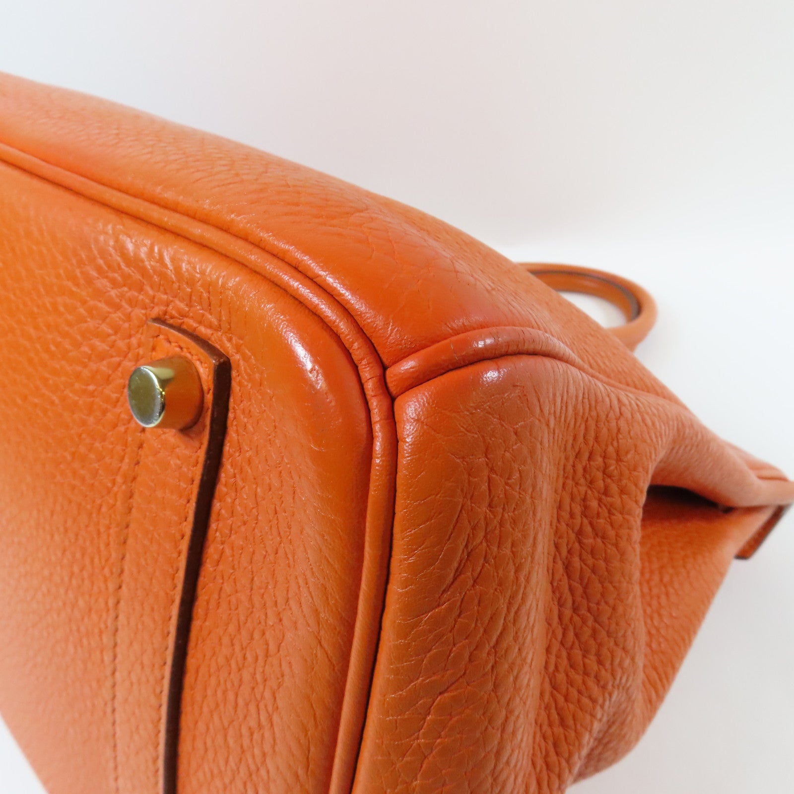 HERMES 牛皮皮革Birkin 35金扣手挽袋橙色