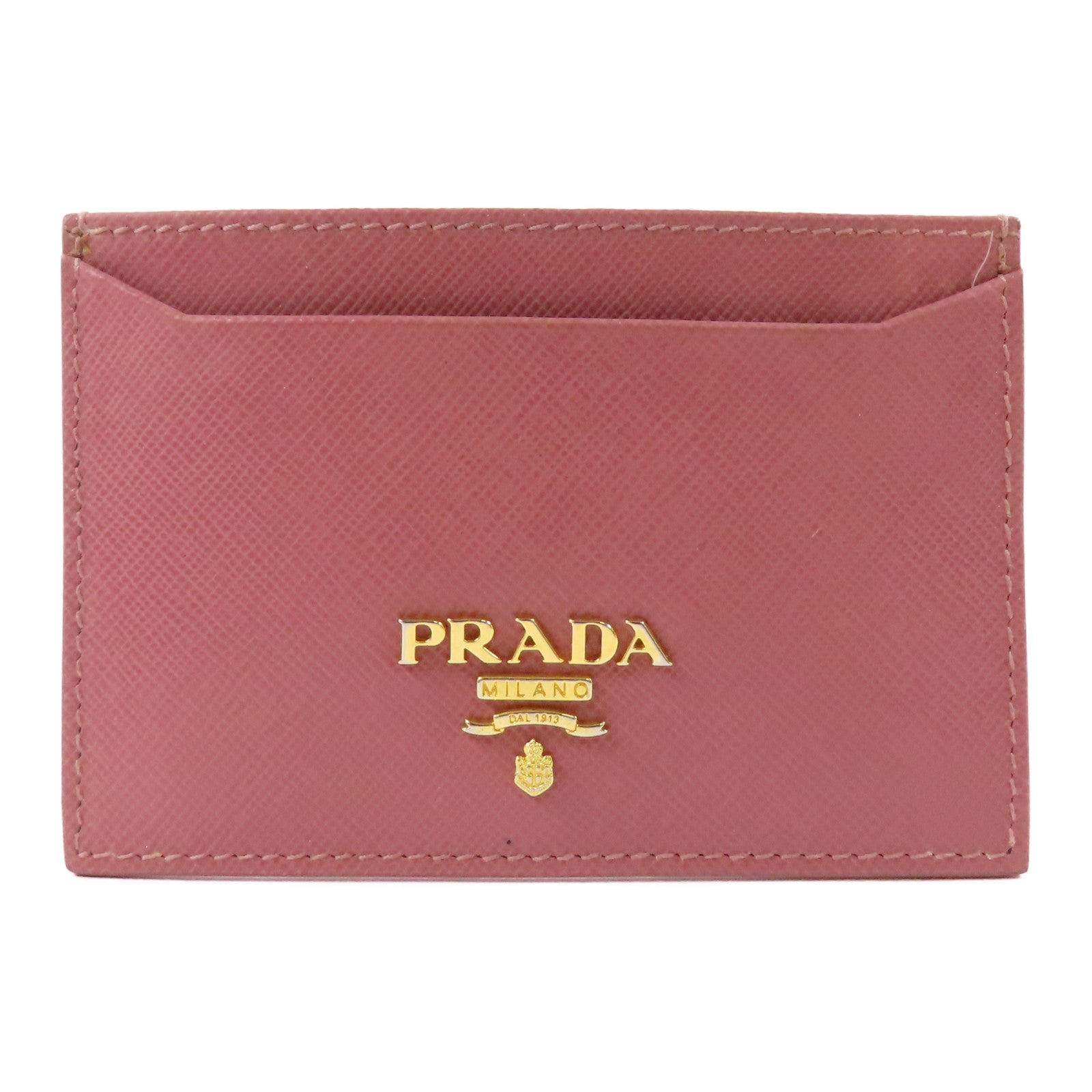 PRADA 牛皮皮革Card Case金扣卡片套粉紅色
