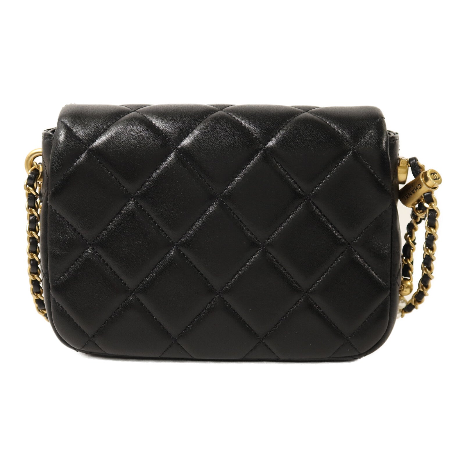 CHANEL 羊皮皮革Chain Shoulder金扣鏈帶肩背袋