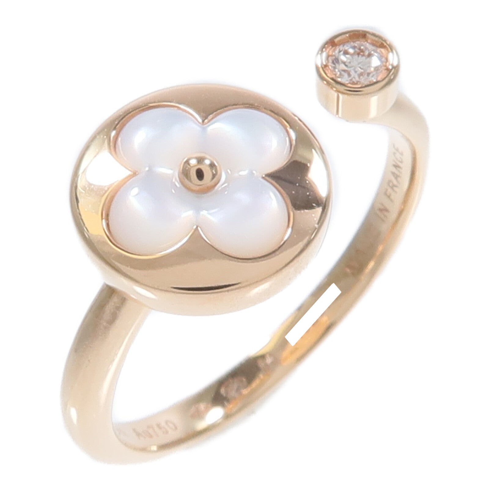 LOUIS VUITTON 18K玫瑰金Color Blossom Mini Sun Ring鑽石/珍珠母貝戒指