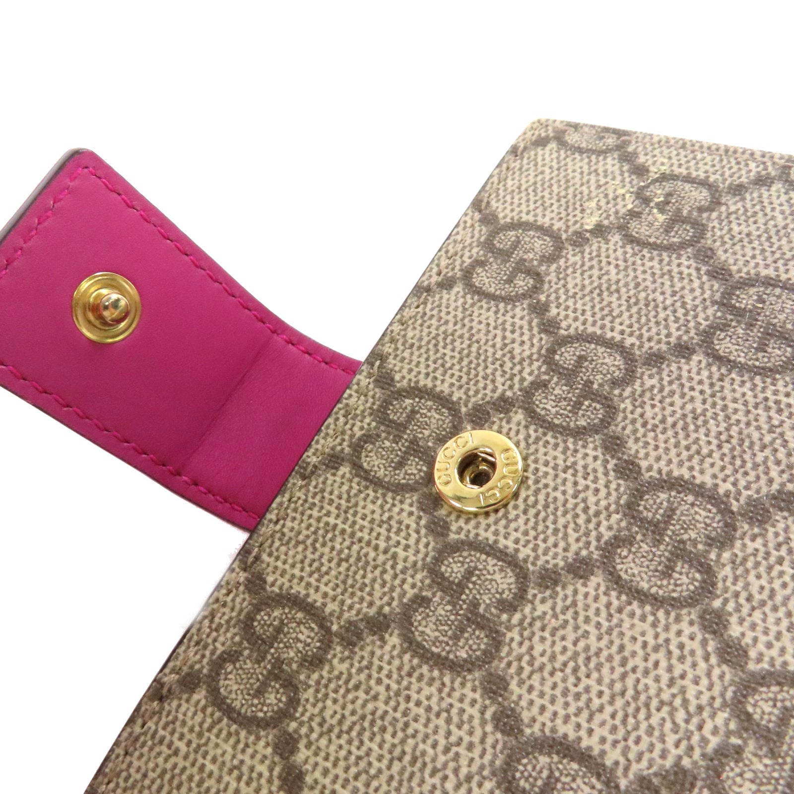 GUCCI 塗層帆布GG Supreme Wallet金扣短錢包啡色/紅色
