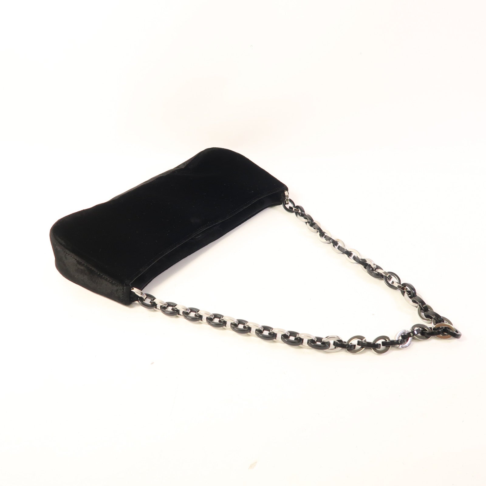 Salvatore Ferragamo 絨布Chain Shoulder鏈帶肩背袋