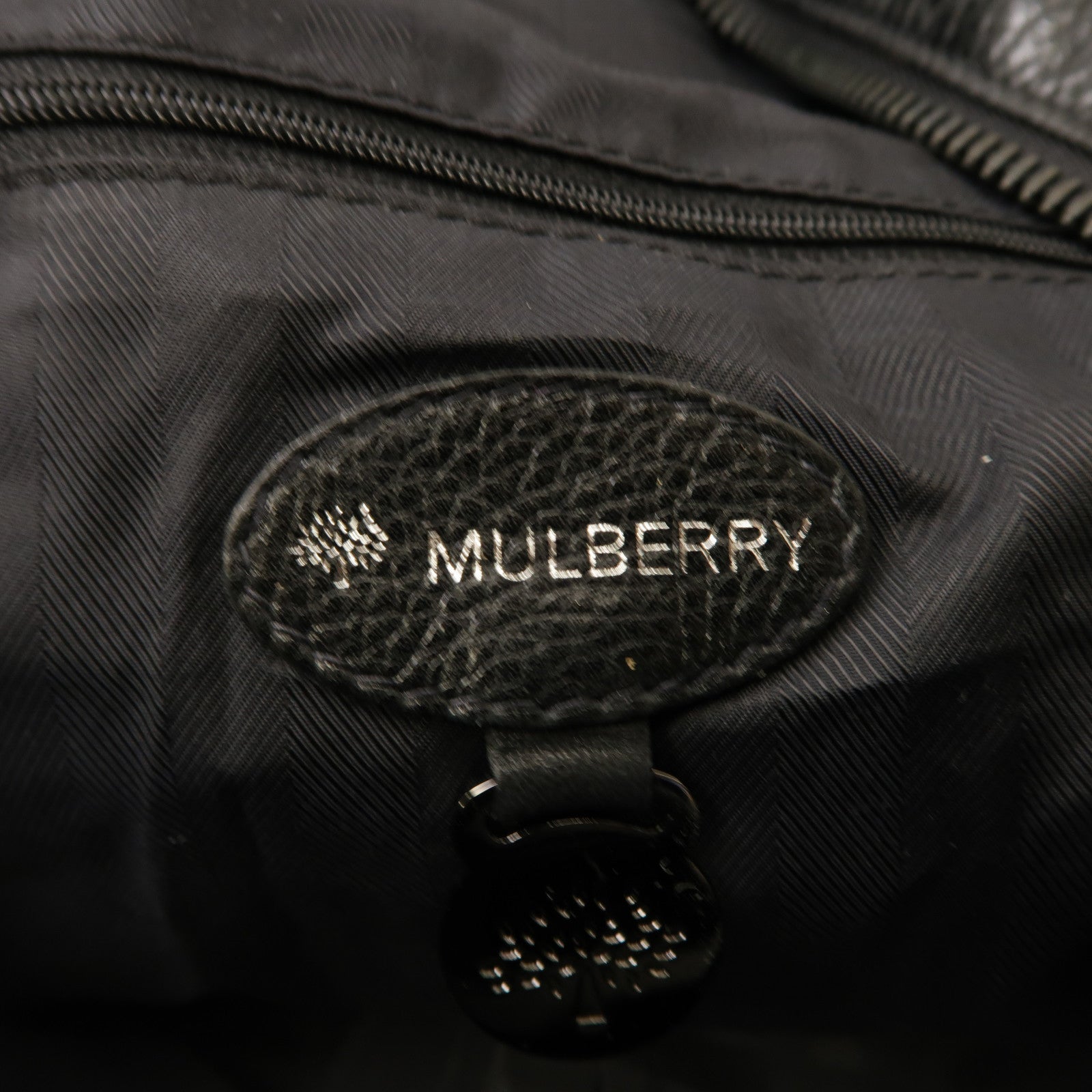 MULBERRY 牛皮皮革2 Way Bag銀扣手挽肩背兩用袋黑色