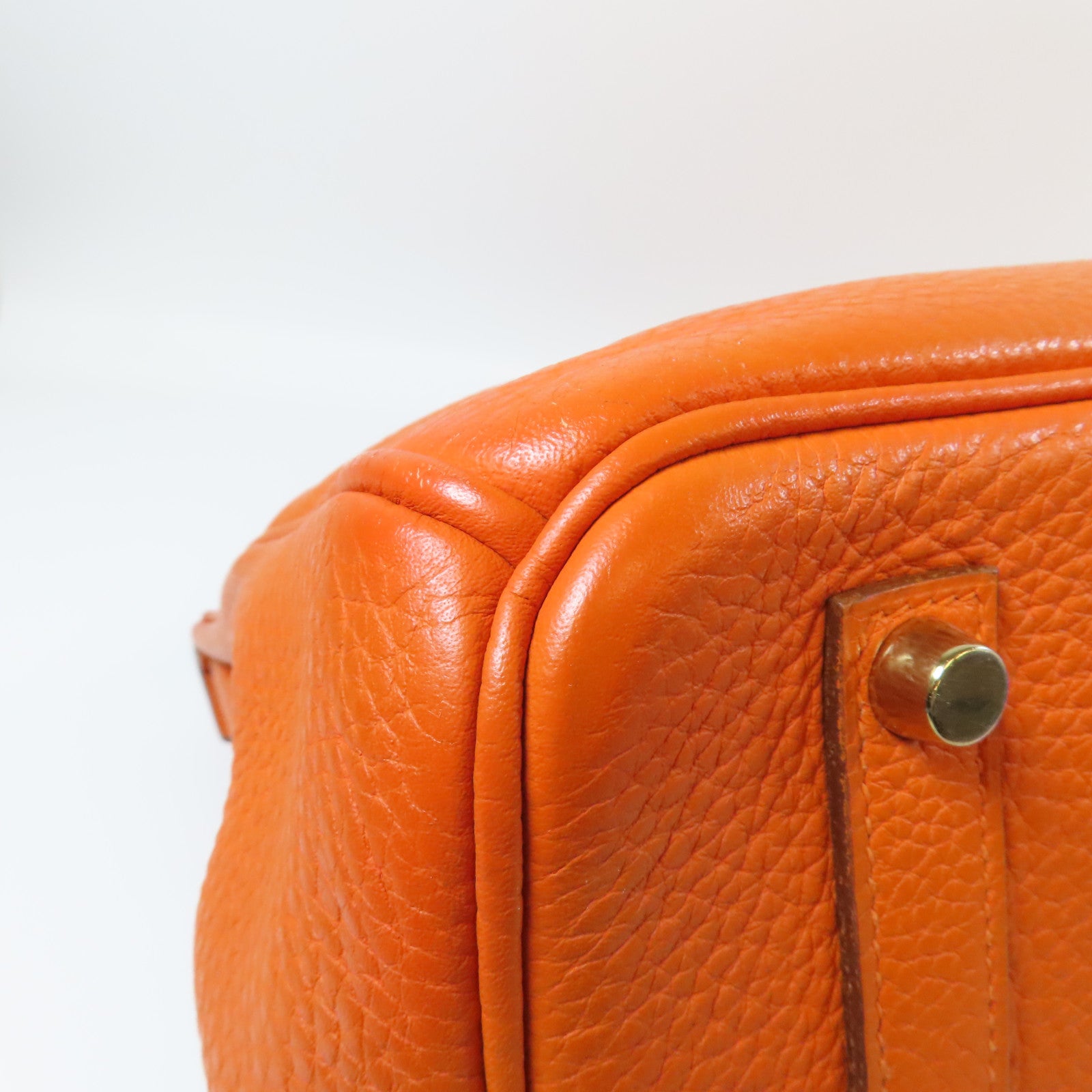 HERMES 牛皮皮革Birkin 35金扣手挽袋橙色