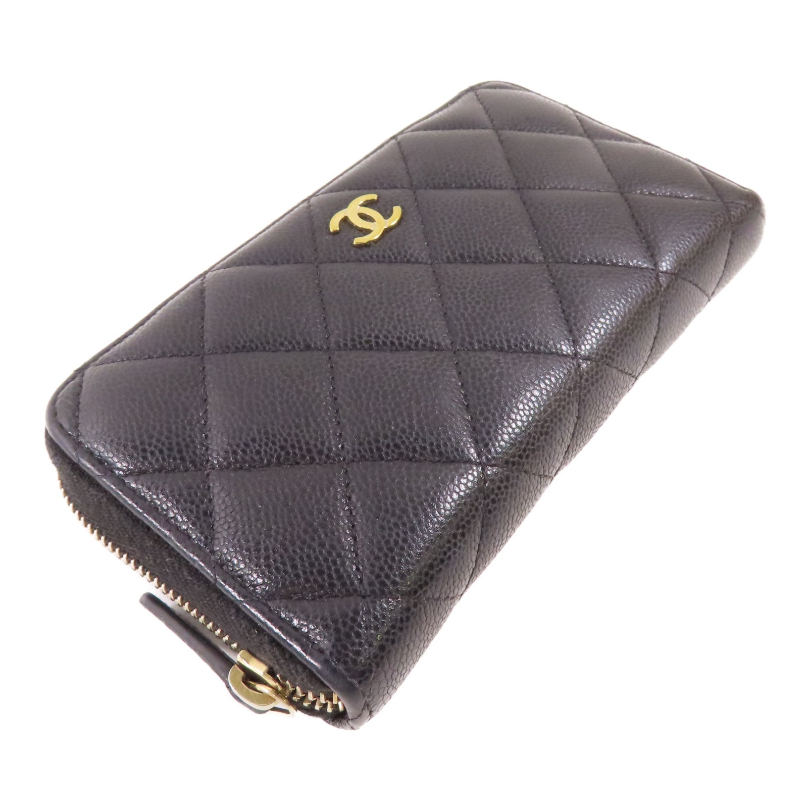 CHANEL 牛皮皮革Zipper Long Wallet金扣長錢包